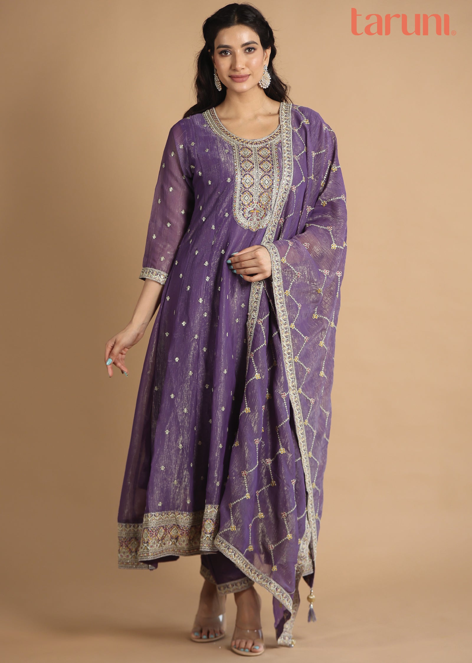 Purple Tissue Georgette Anarkali