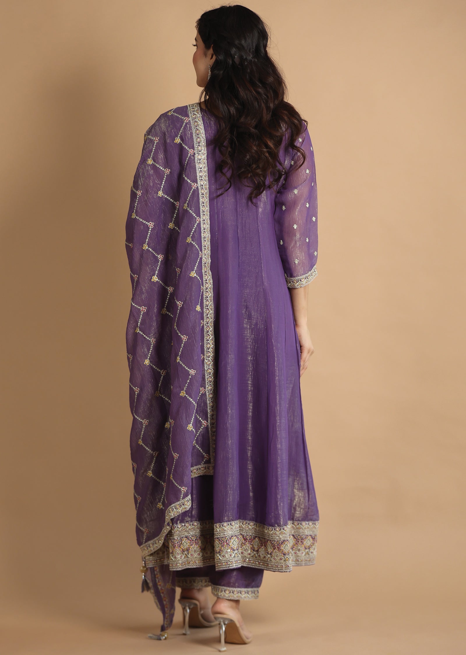 Purple Tissue Georgette Anarkali