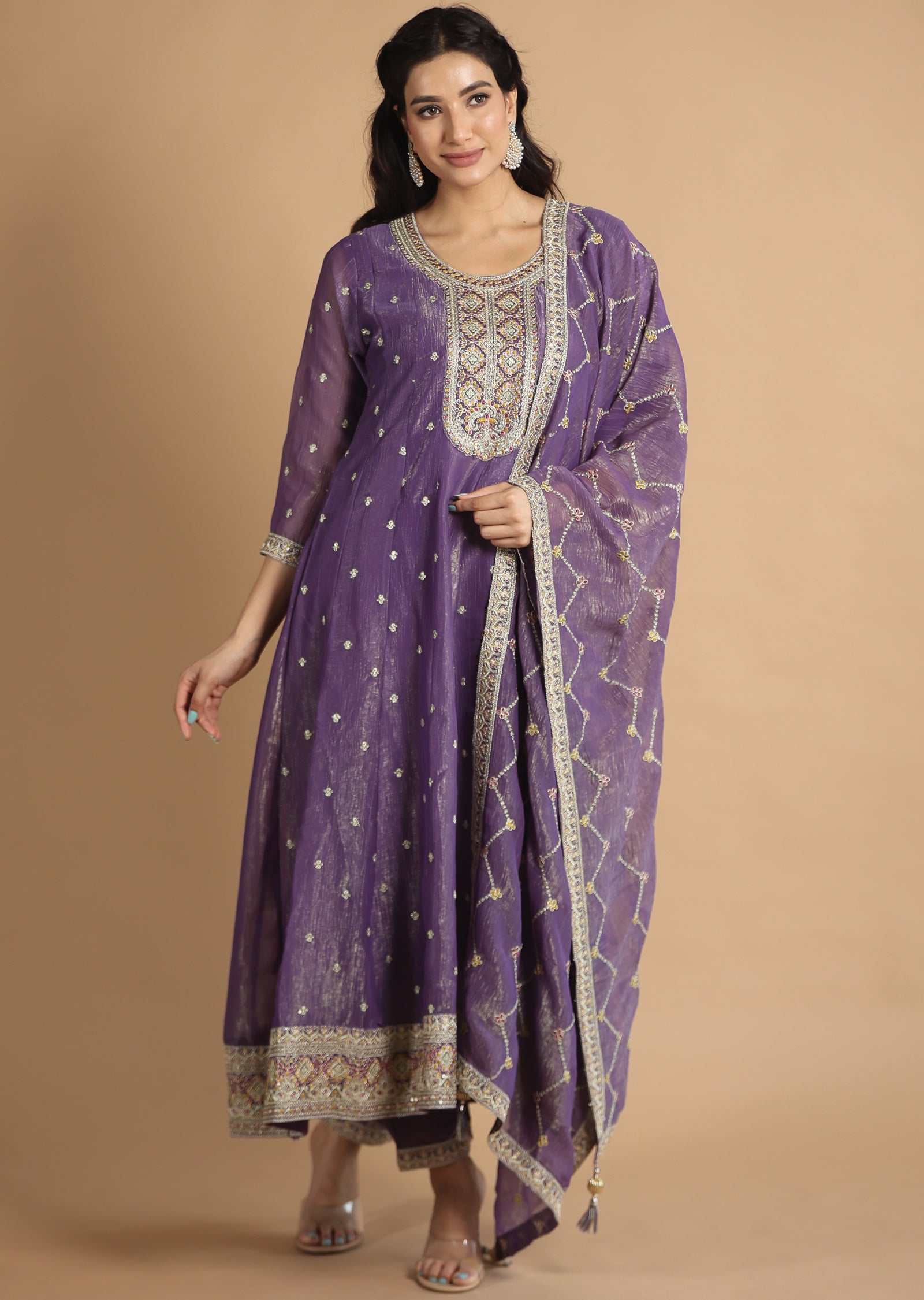 Purple Tissue Georgette Anarkali