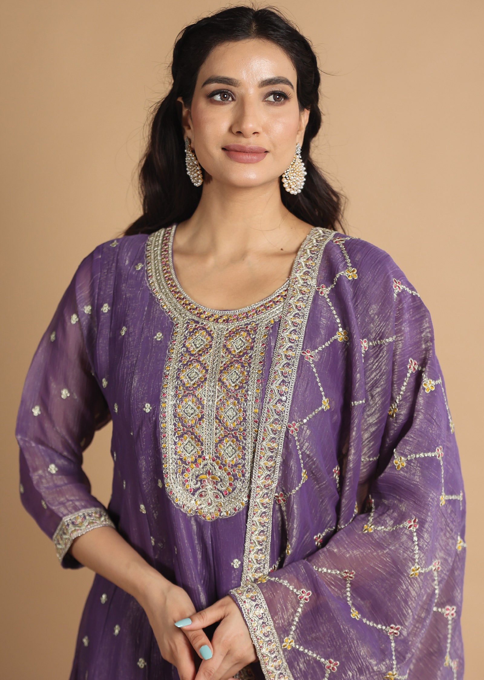 Purple Tissue Georgette Anarkali