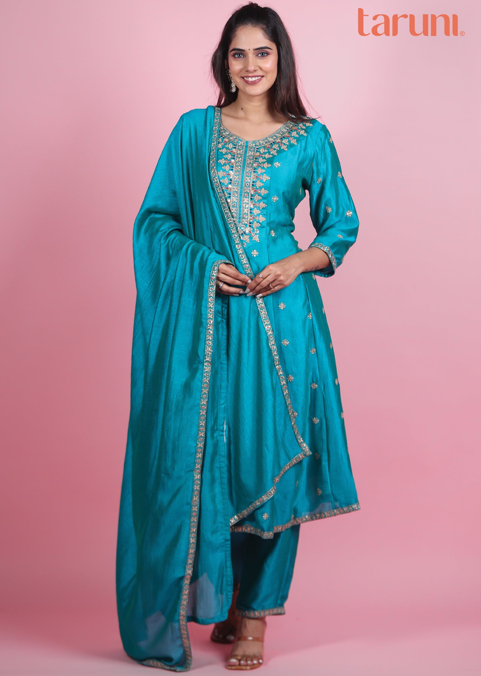 Blue Silk Anarkali
