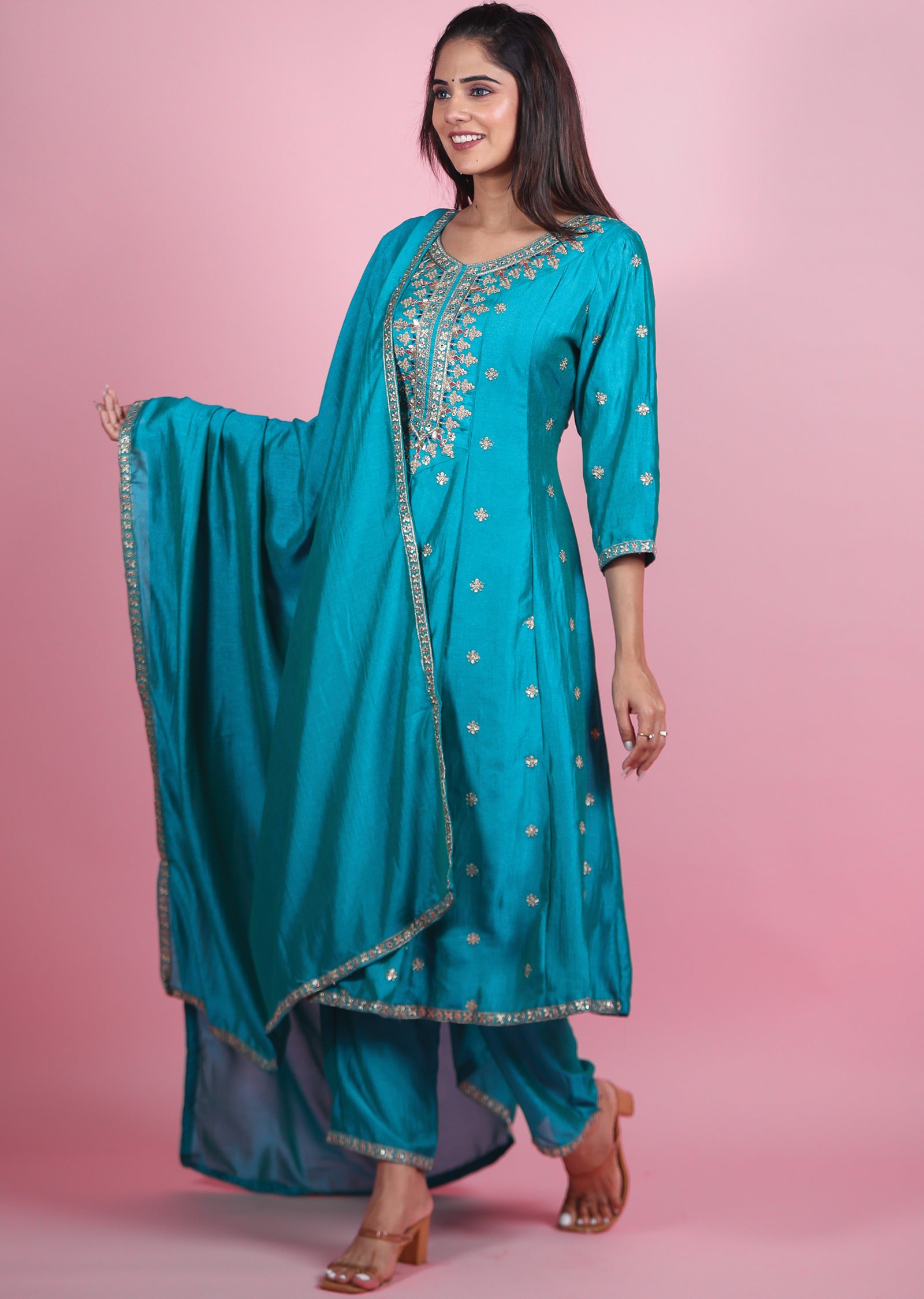 Blue Silk Anarkali