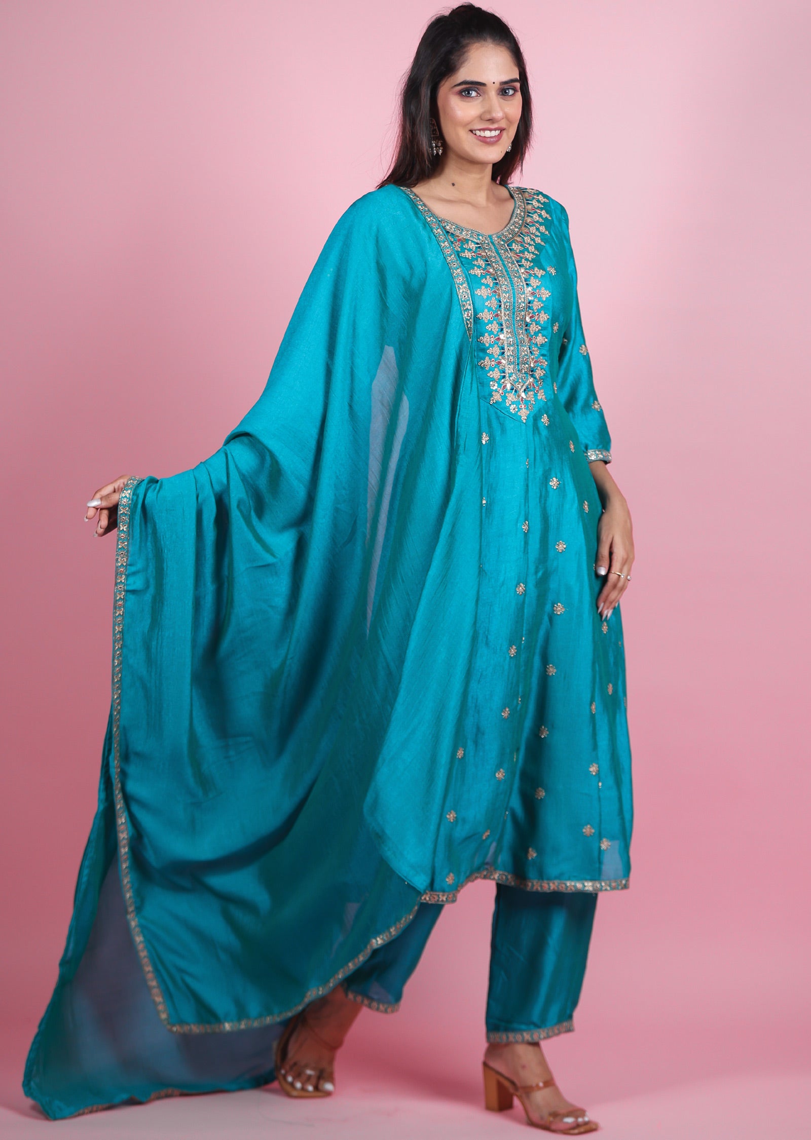 Blue Silk Anarkali