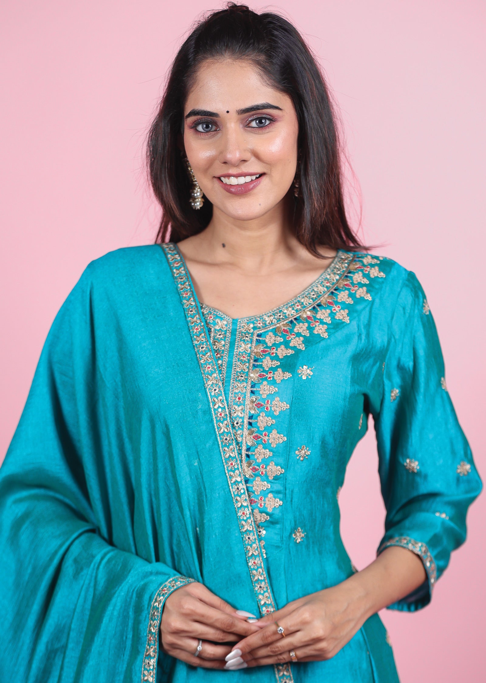 Blue Silk Anarkali