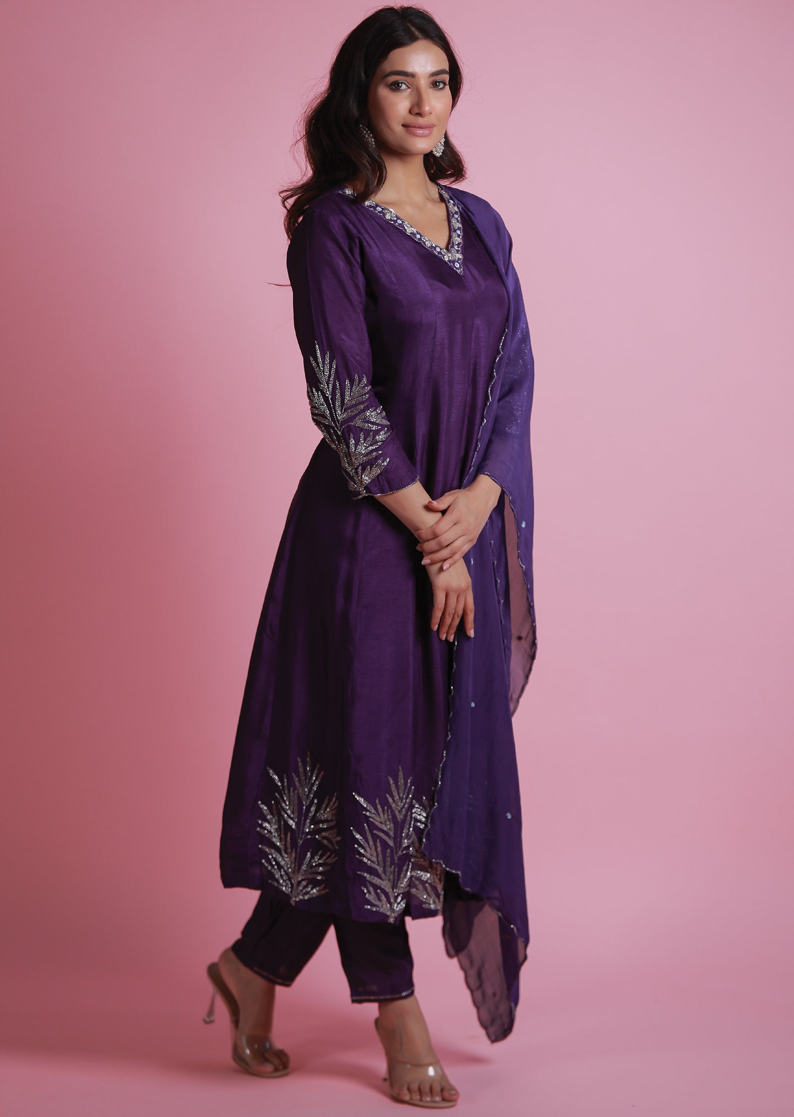 Purple Silk Anarkali