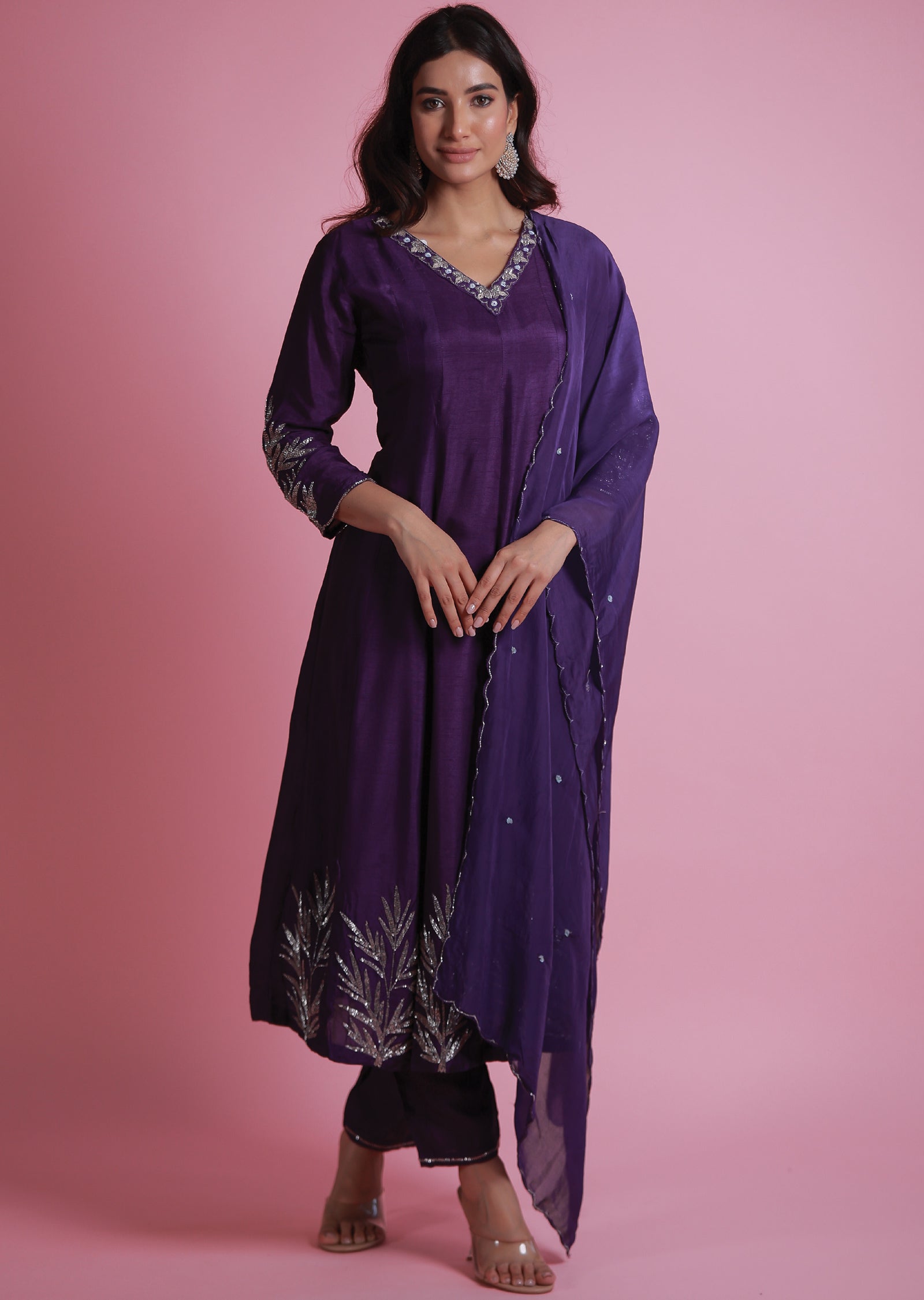 Purple Silk Anarkali