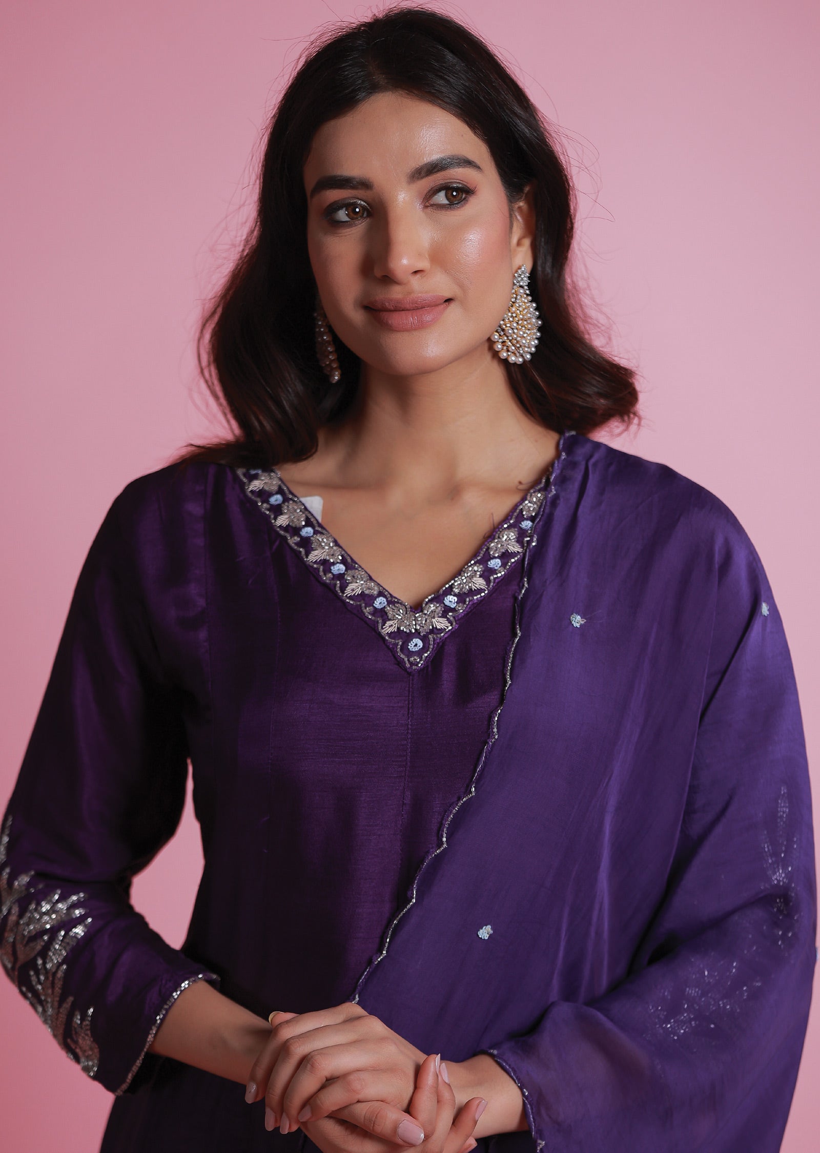 Purple Silk Anarkali