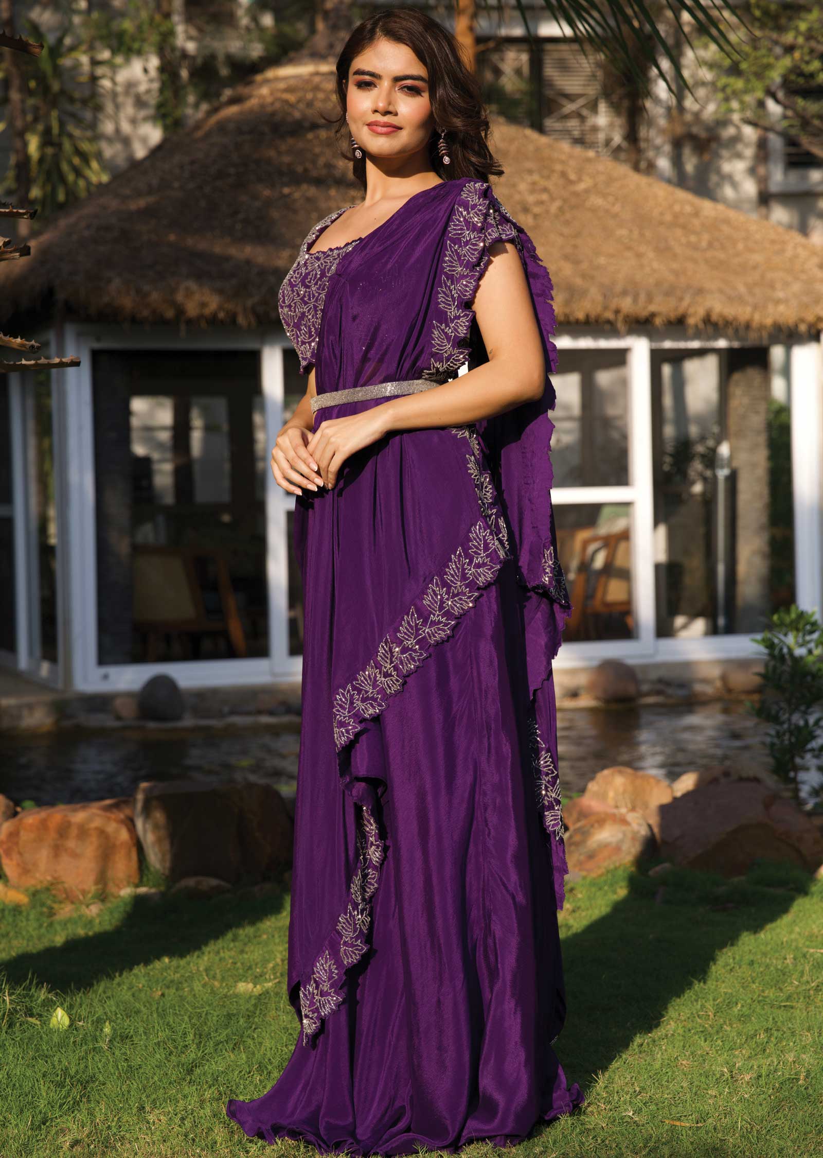 Purple Chinnon Fusion/Indo-Western Set