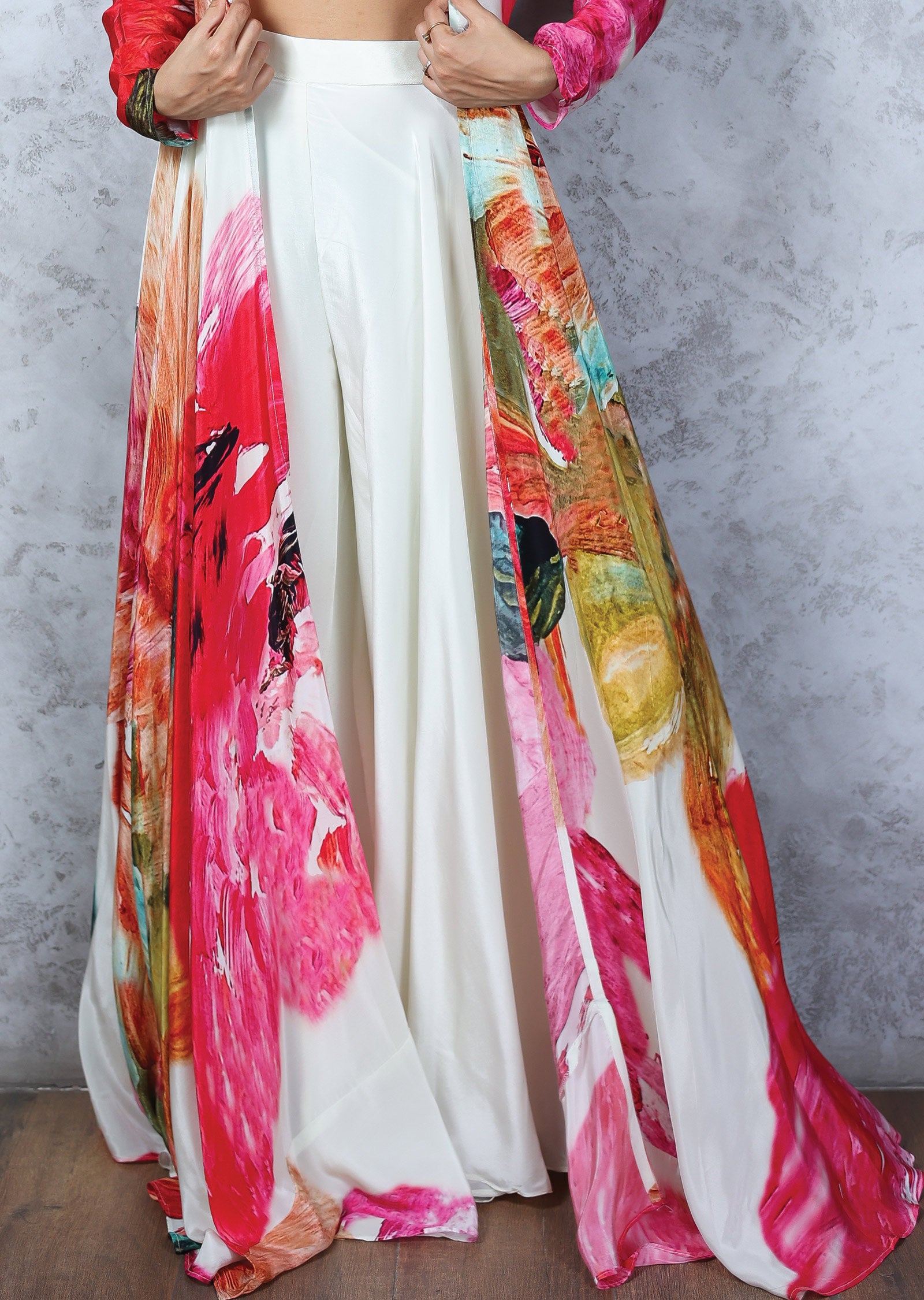 Crepe Embroidered Fusion/Indo-Western Set