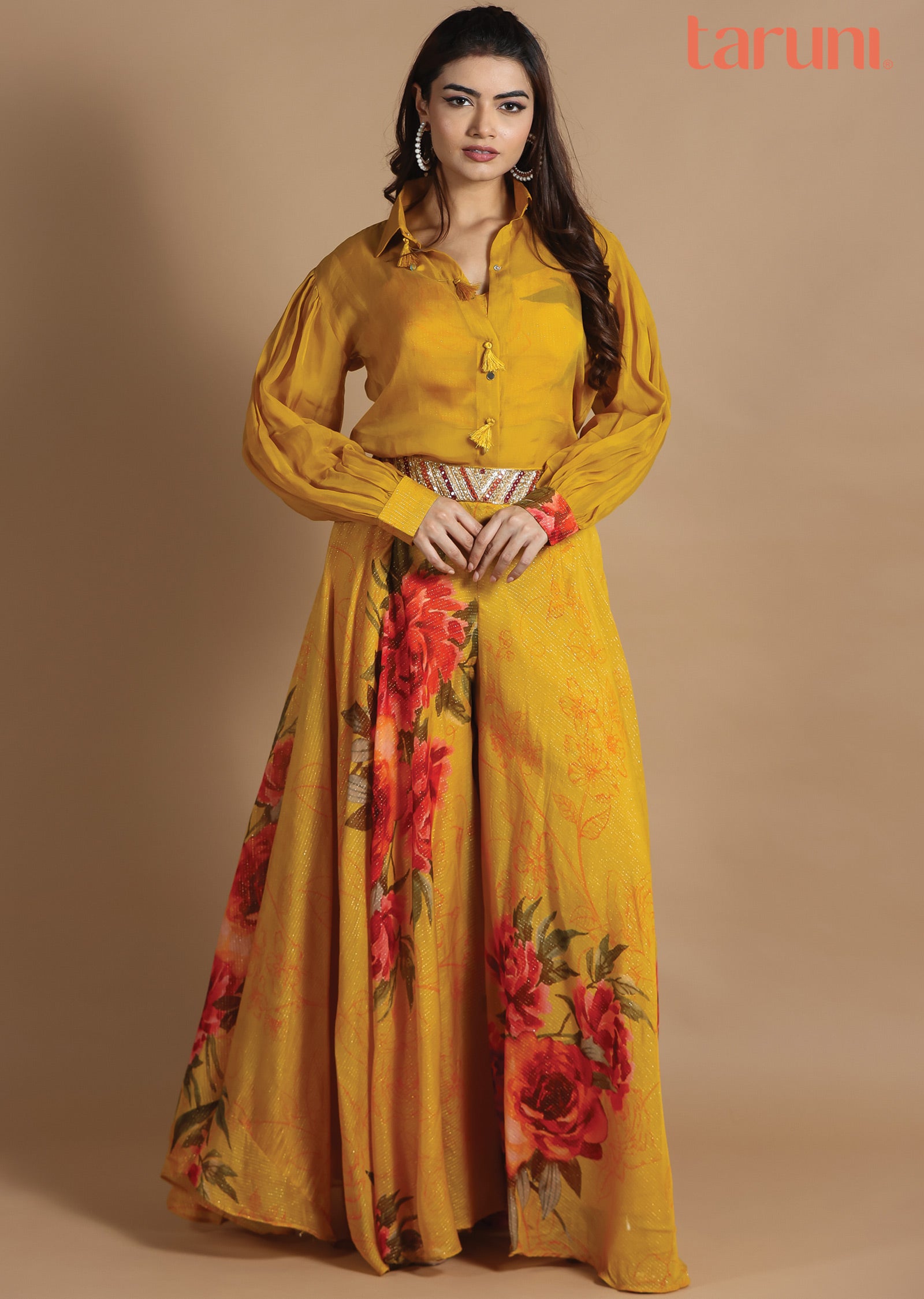 Mustard indo-western dress main image 1