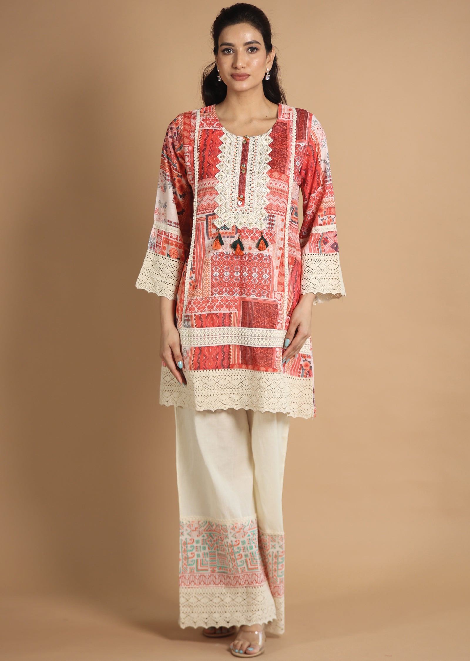Rust Cotton Fusion/Indo-Western