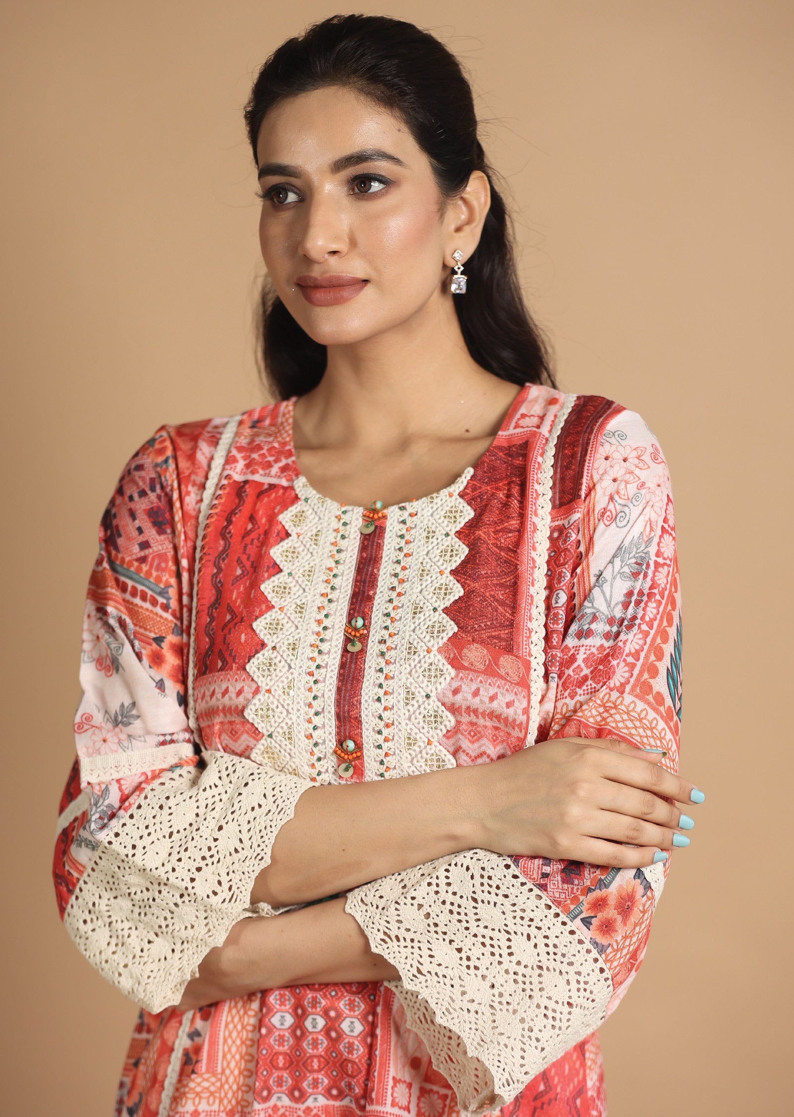 Rust Cotton Fusion/Indo-Western