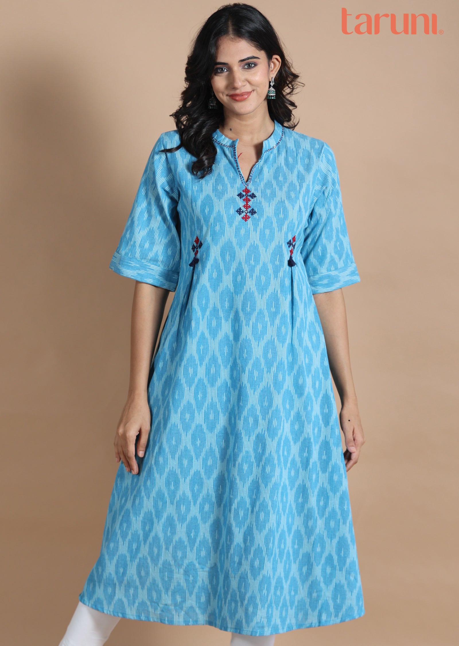 Blue Cotton Kurti Frock Style