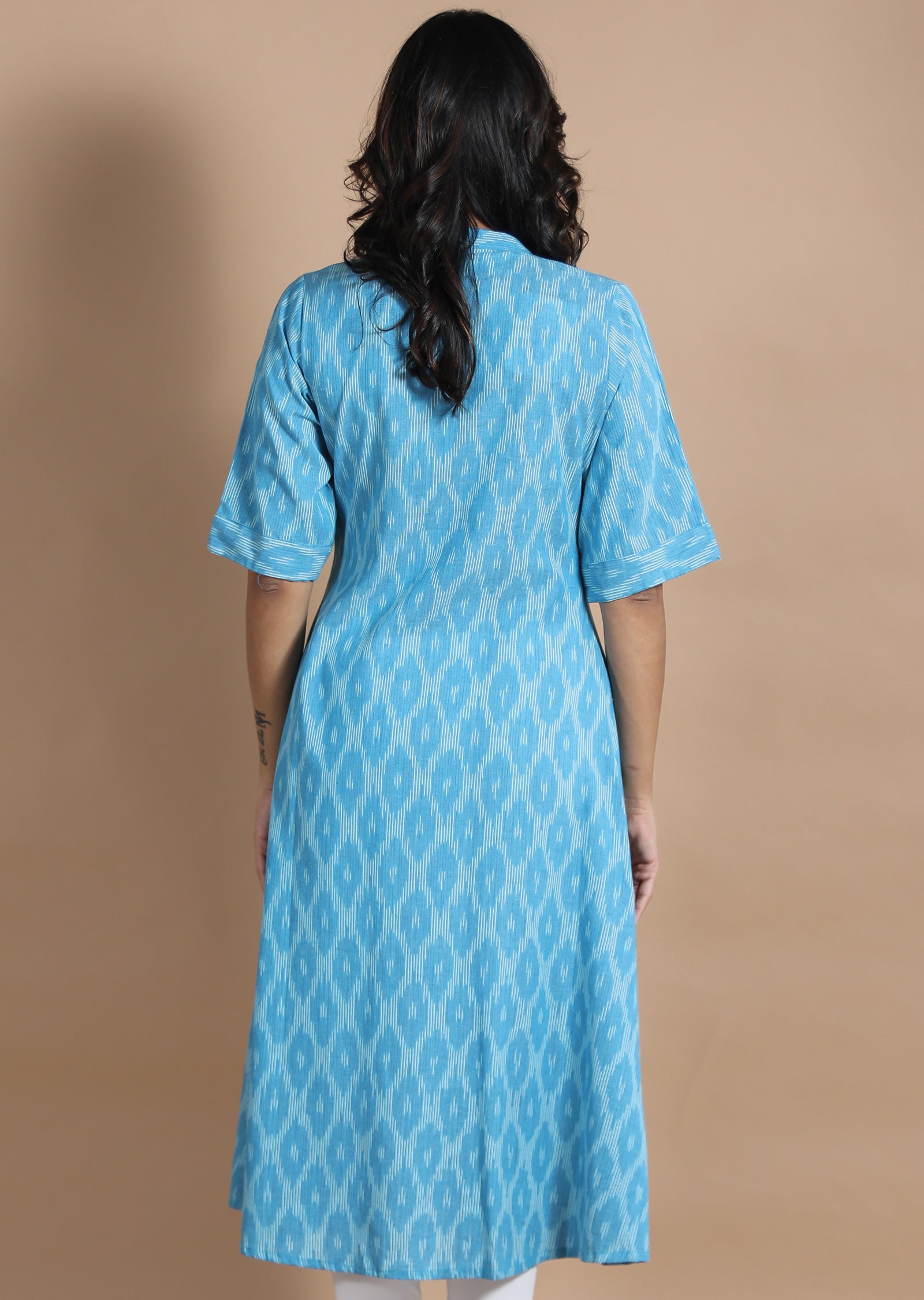 Blue Cotton Kurti Frock Style