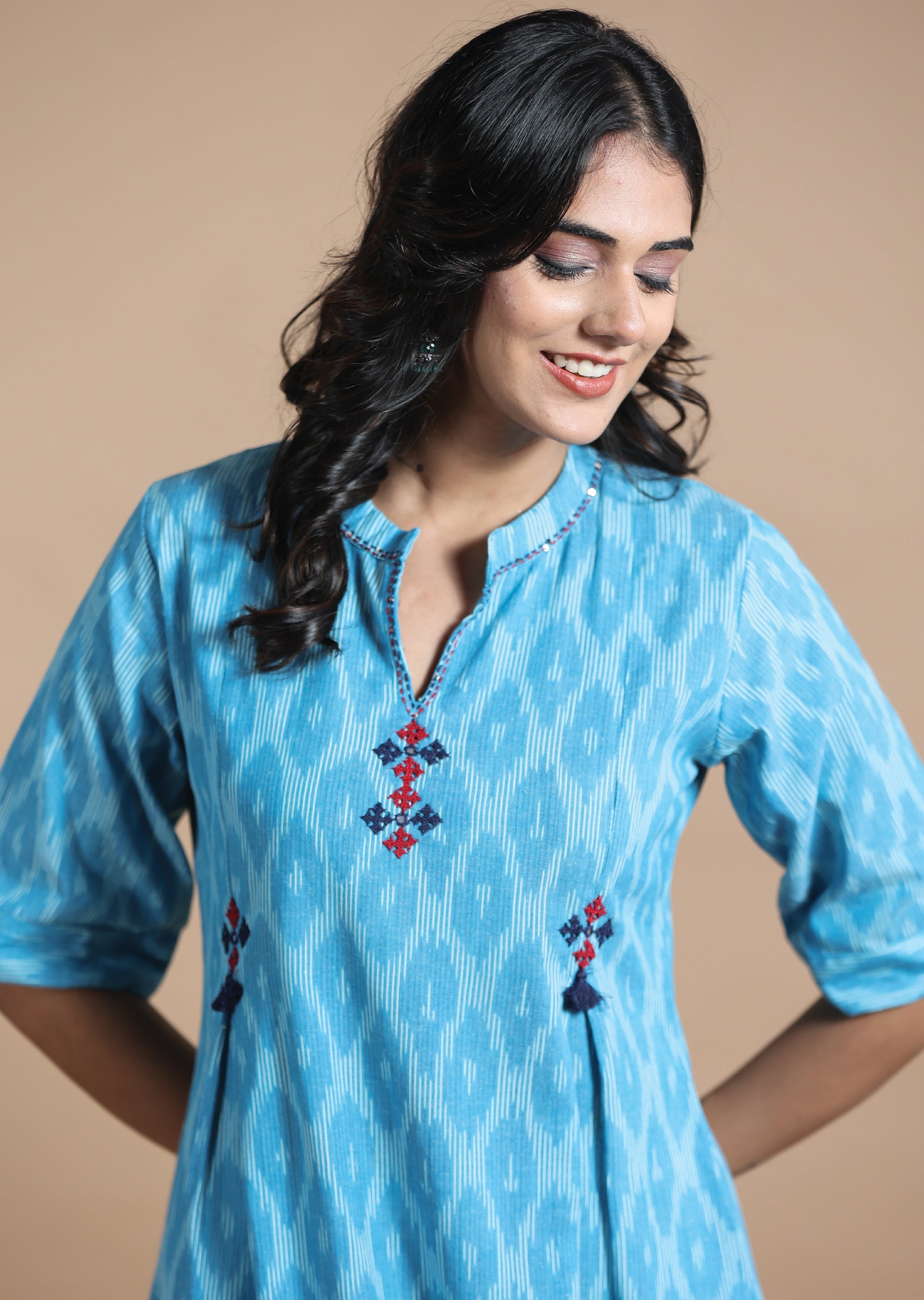 Blue Cotton Kurti Frock Style