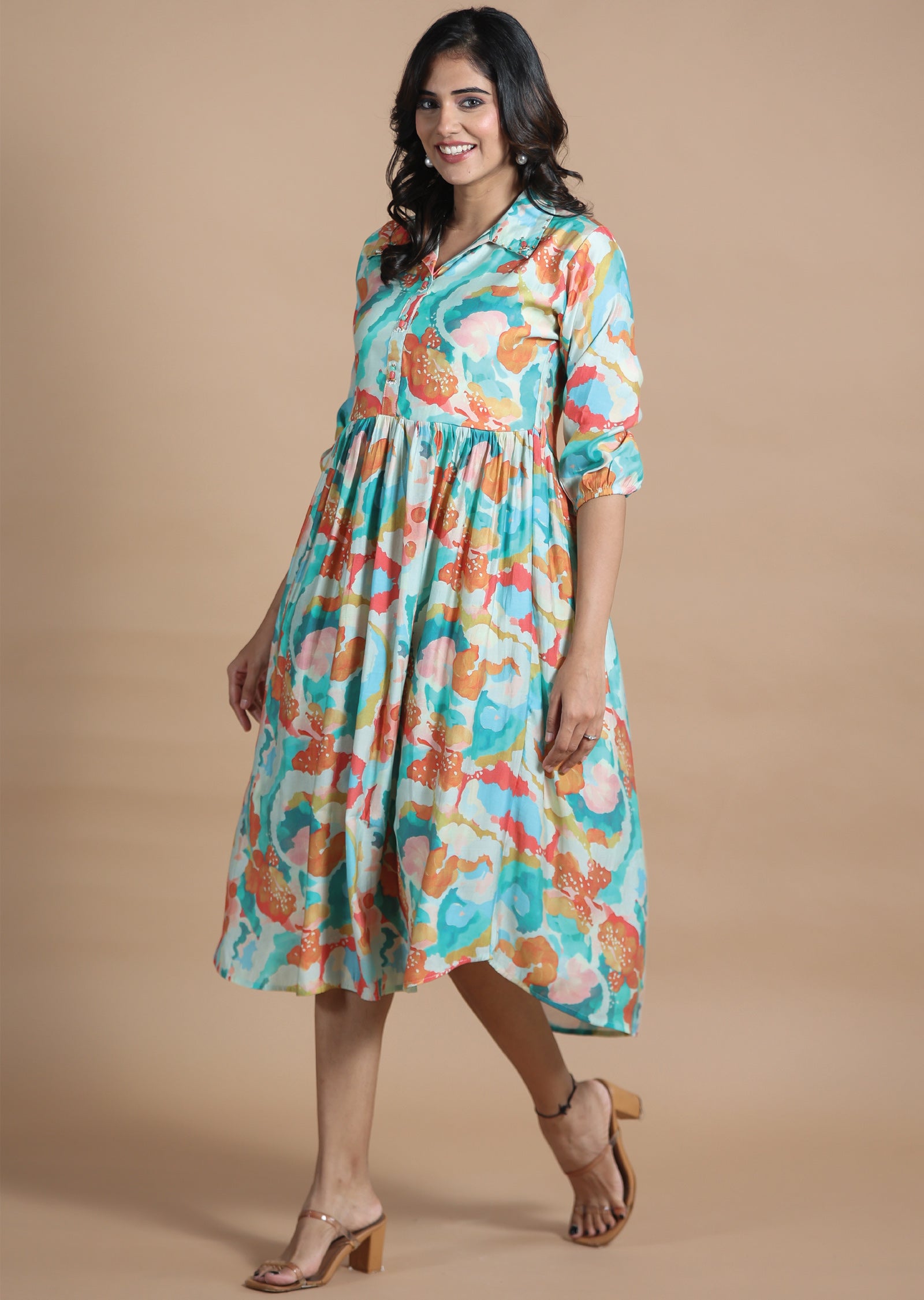 Sea Green Modal Kurti Frock Style