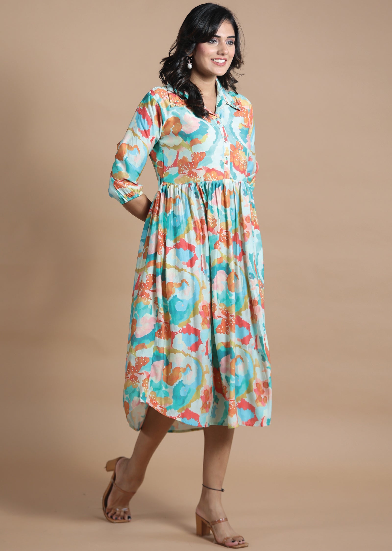 Sea Green Modal Kurti Frock Style