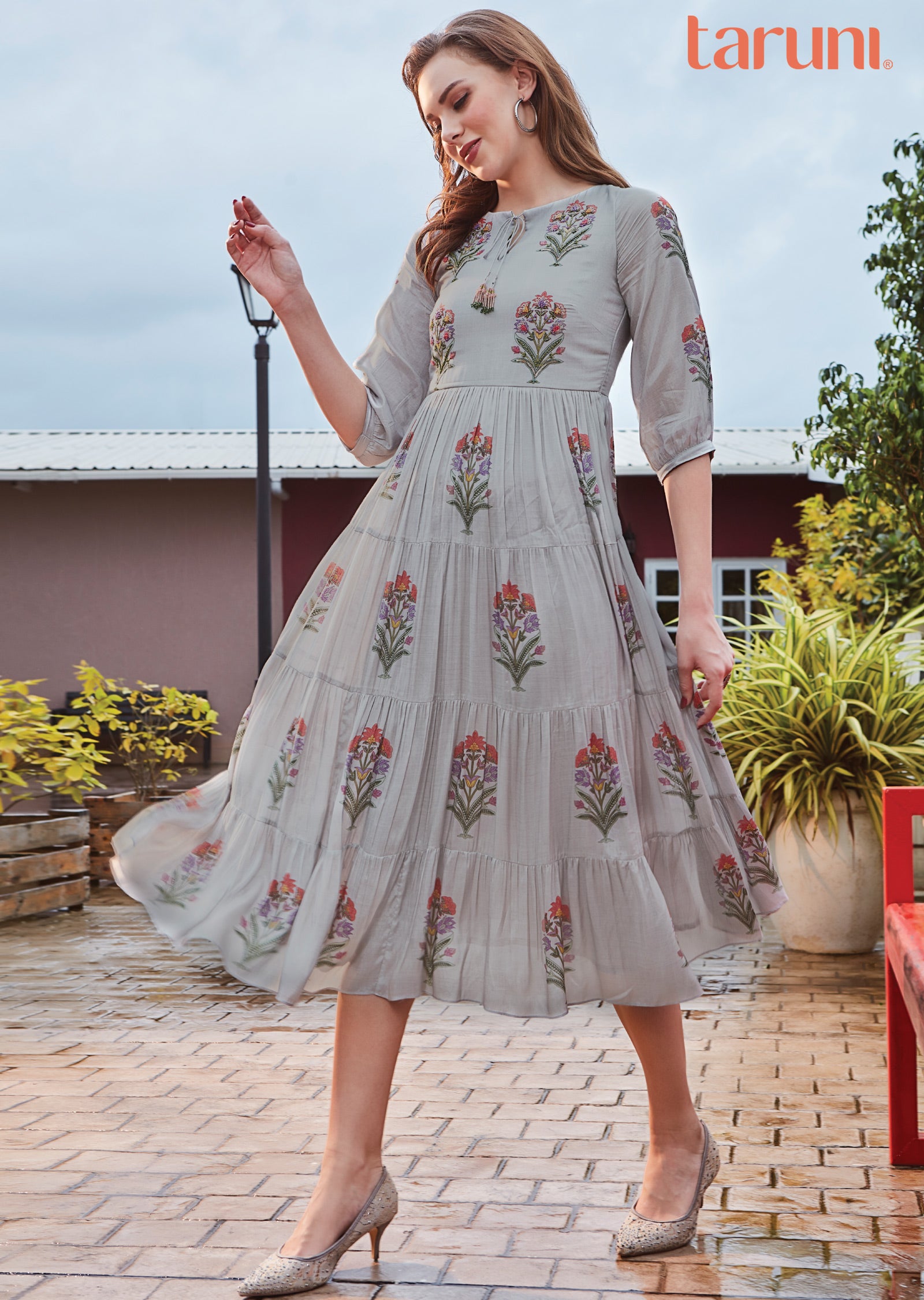 Light Grey Muslin Midi Dress