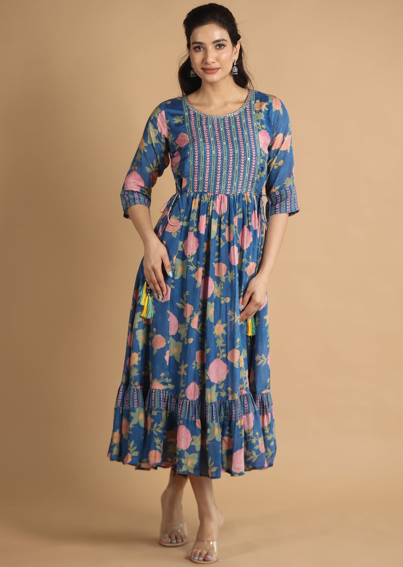 Light Blue Muslin Kurti Frock Style