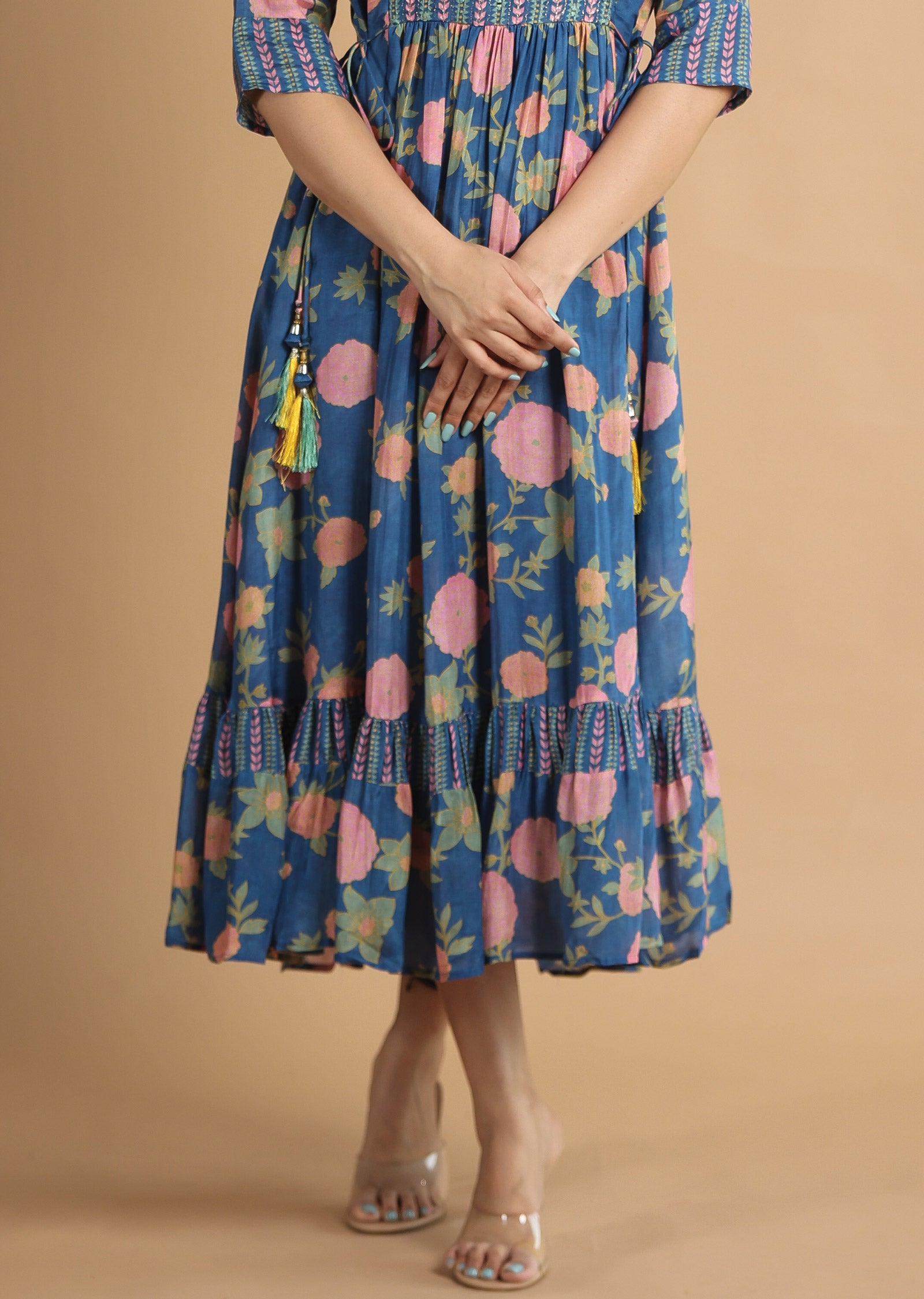 Light Blue Muslin Kurti Frock Style