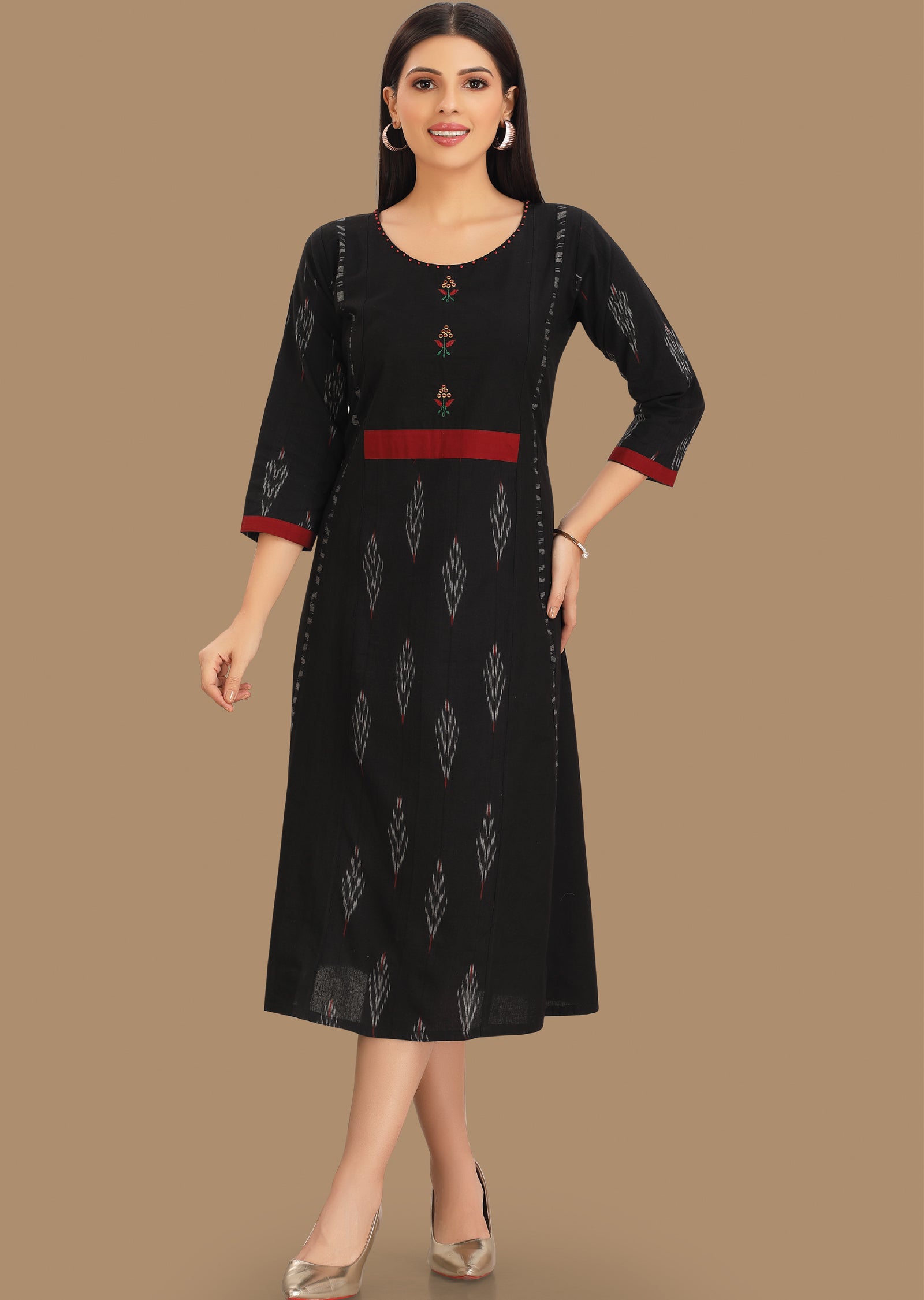 Jaipur Cotton Midi dress Black