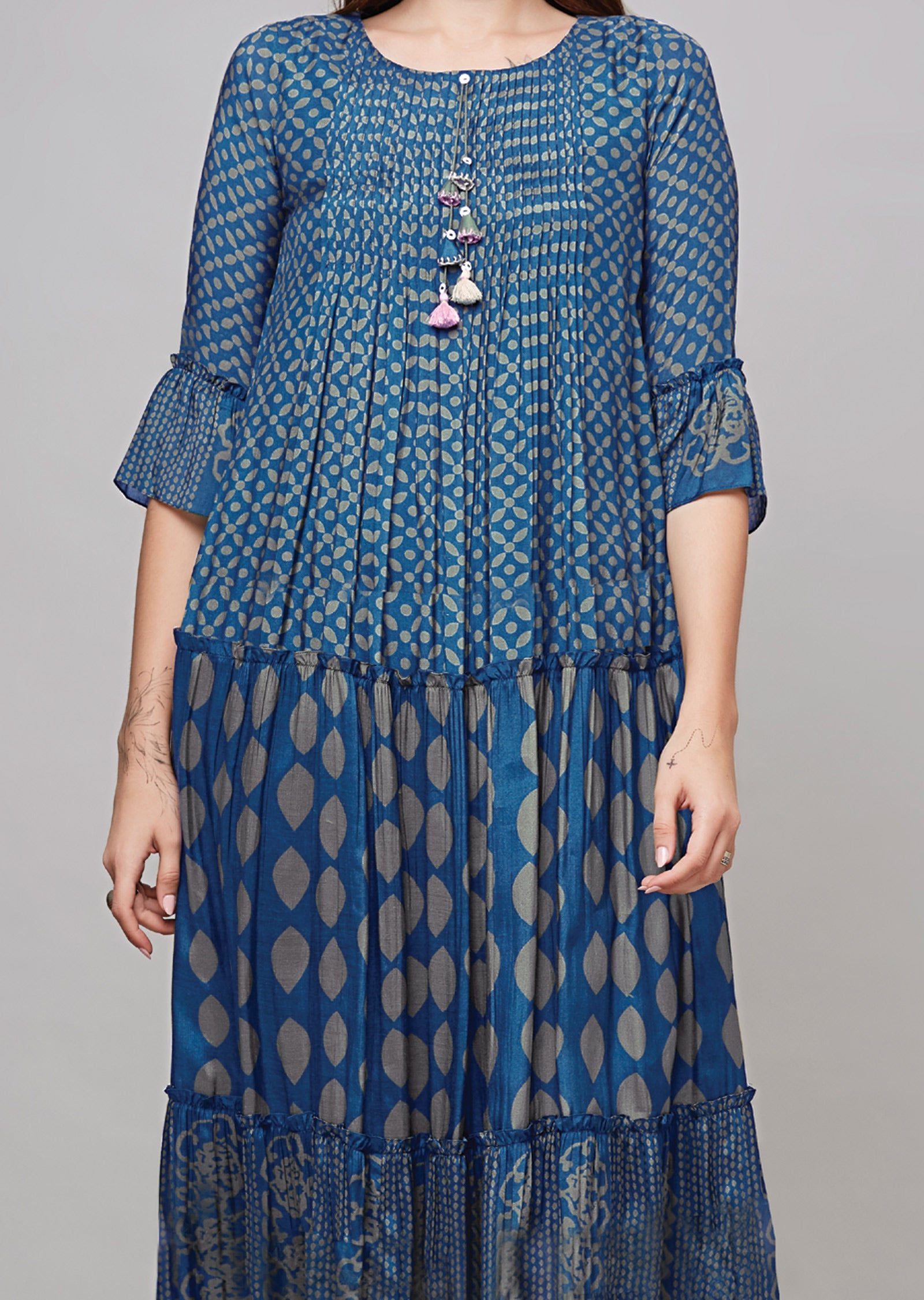 Blue Muslin Midi Dress