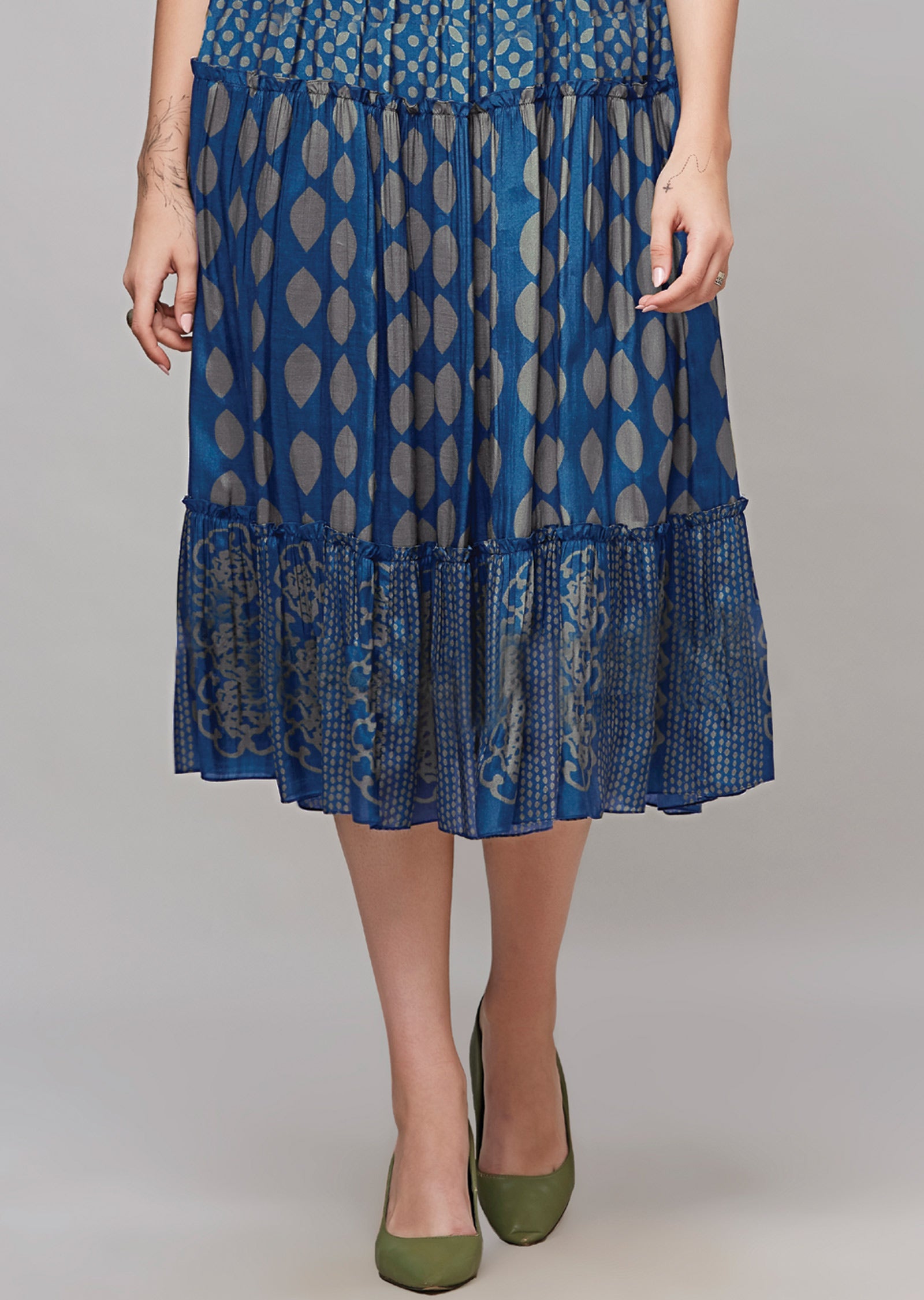 Blue Muslin Midi Dress