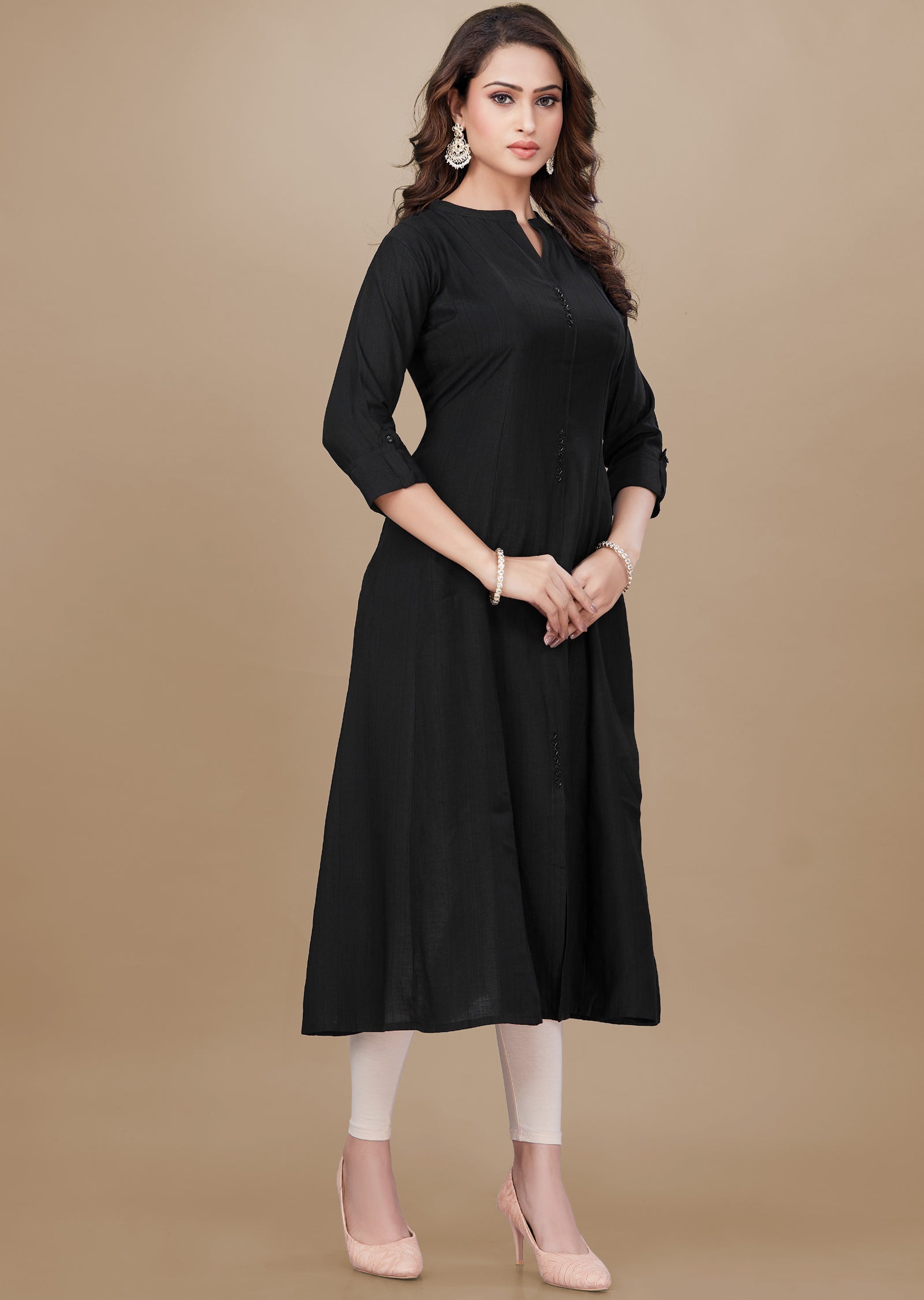 Black Soft Silk Midi Dress