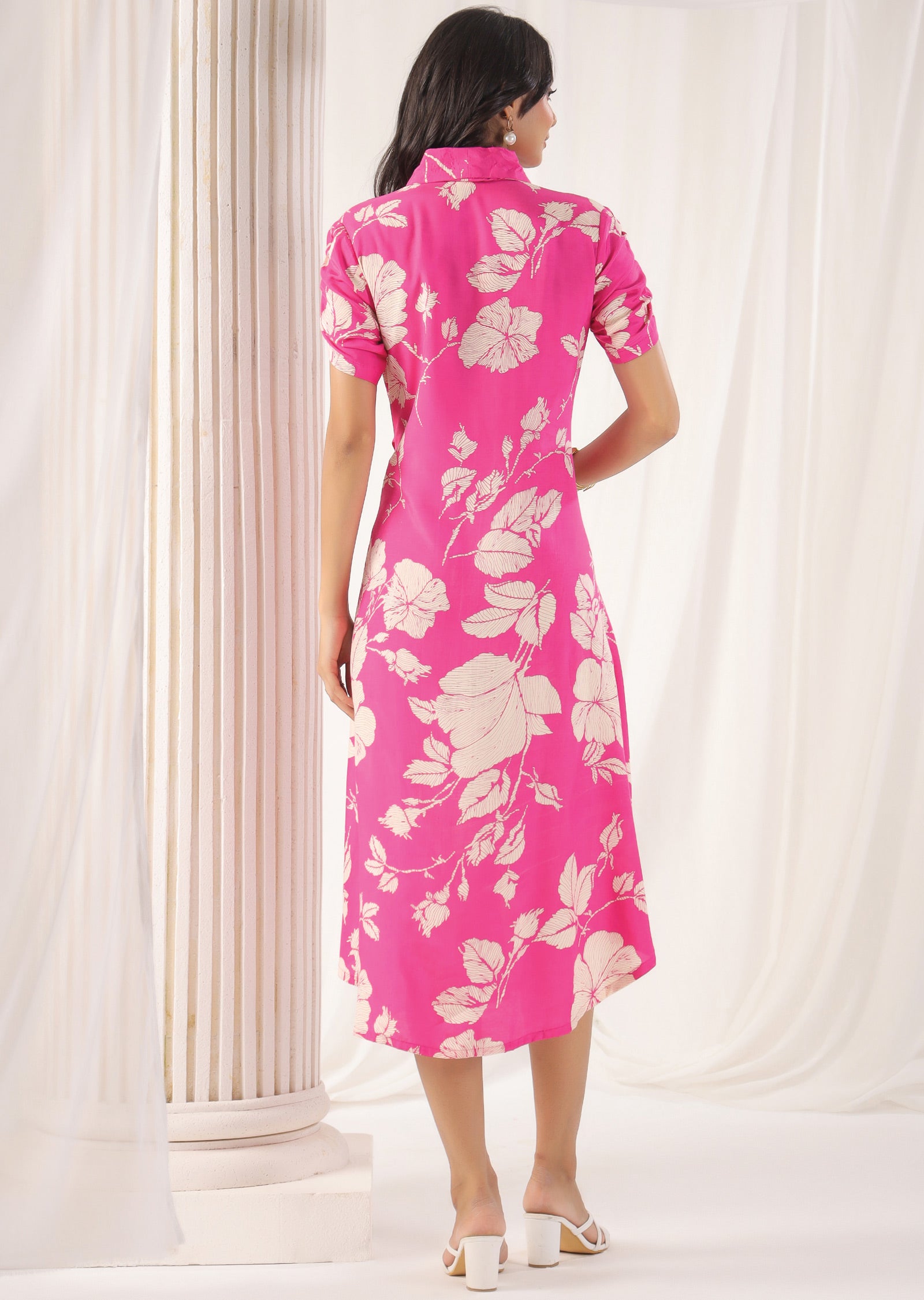Pink Muslin Midi Dress