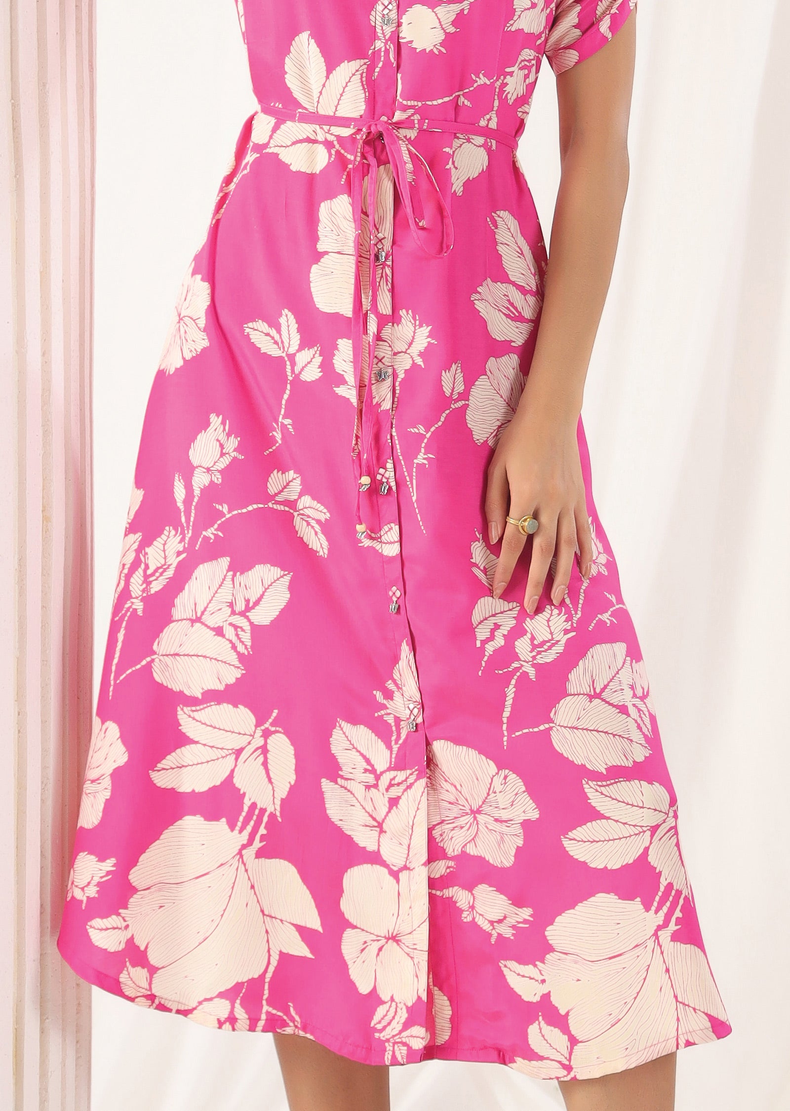 Pink Muslin Midi Dress