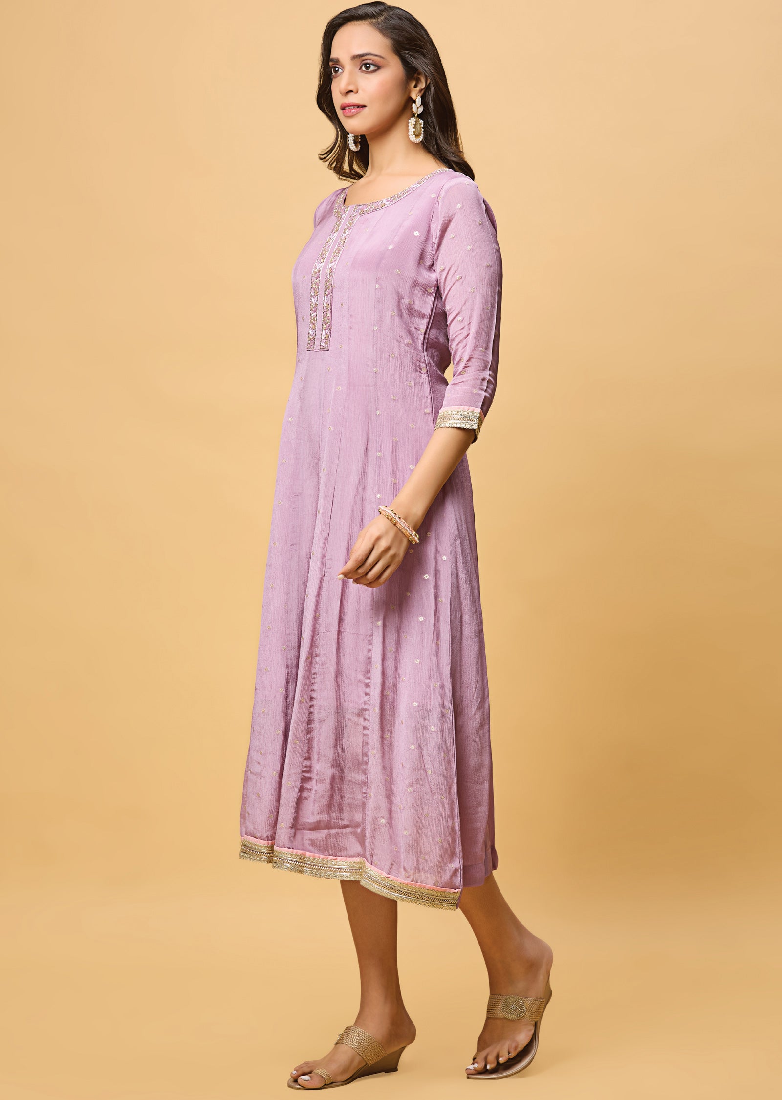 Lavender Chinnon Midi Dress