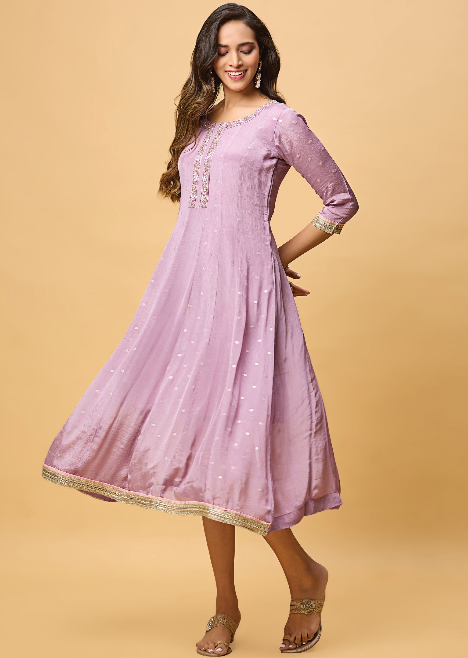 Lavender Chinnon Midi Dress