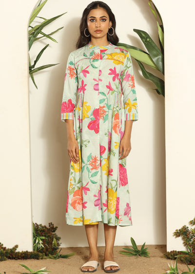 Mint Green Cotton Midi Dress