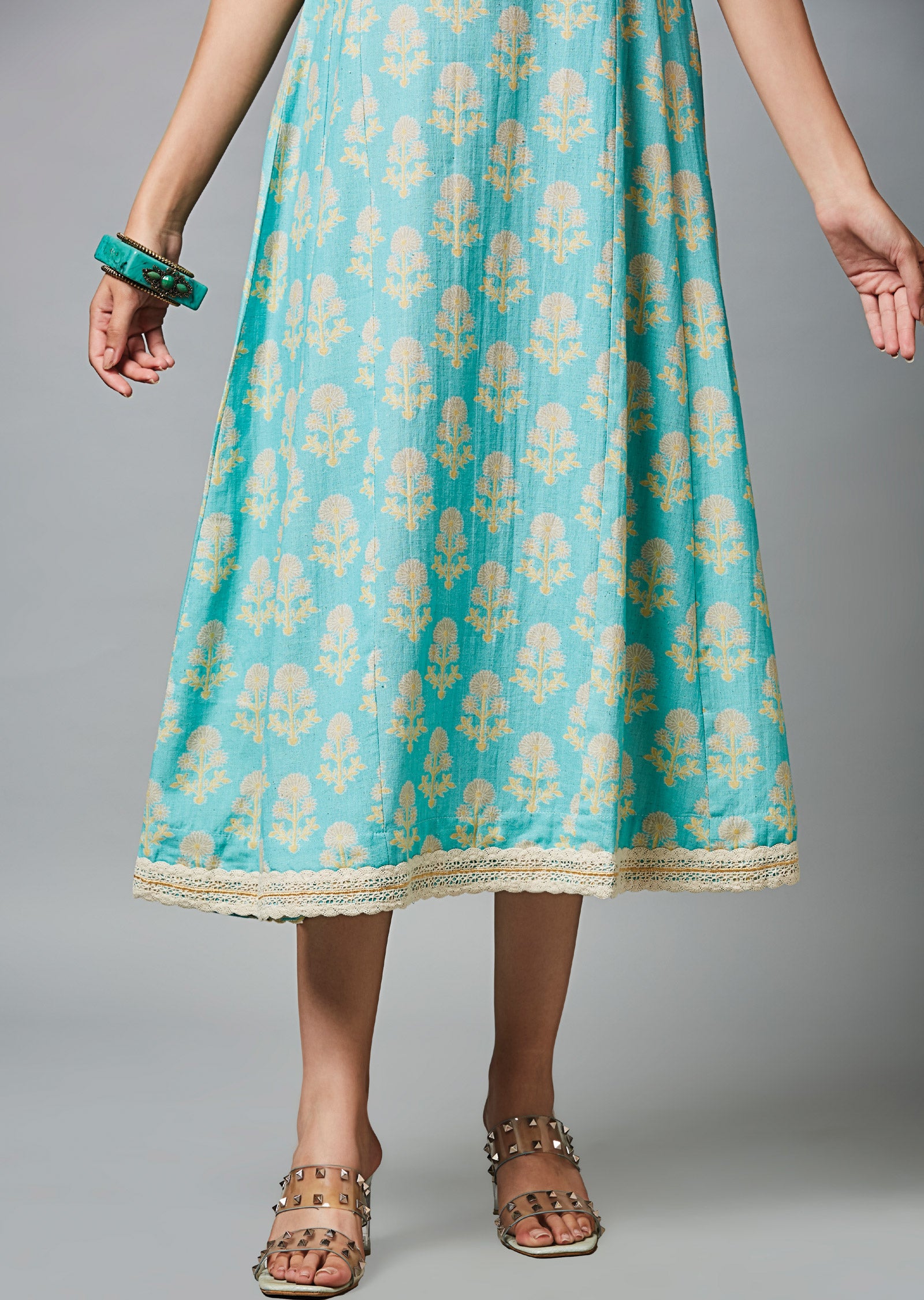 Sea Green Cotton Midi Dress
