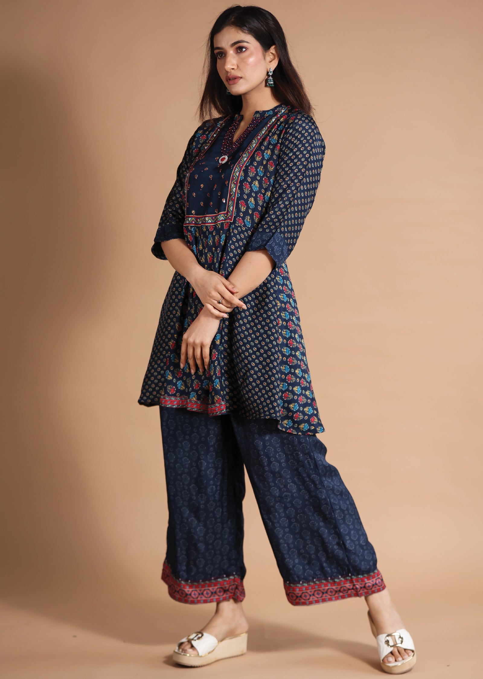 Navy Blue Chinnon Co-Ord Set