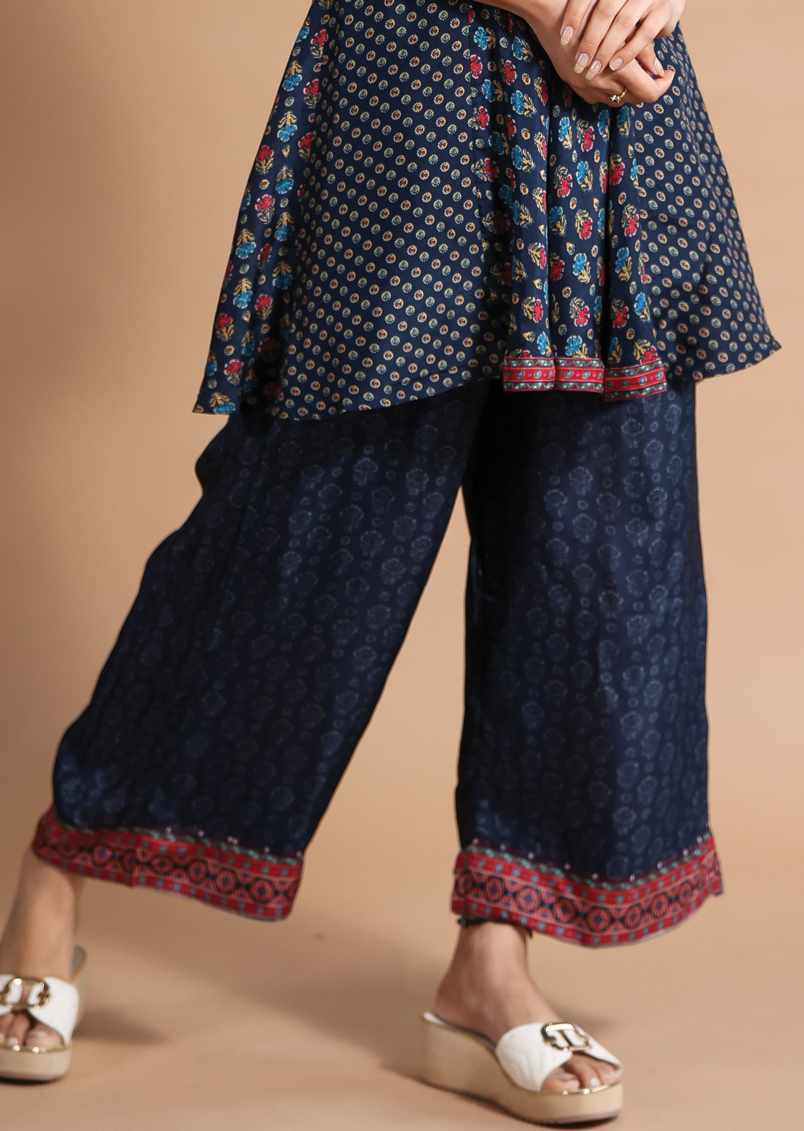 Navy Blue Chinnon Co-Ord Set