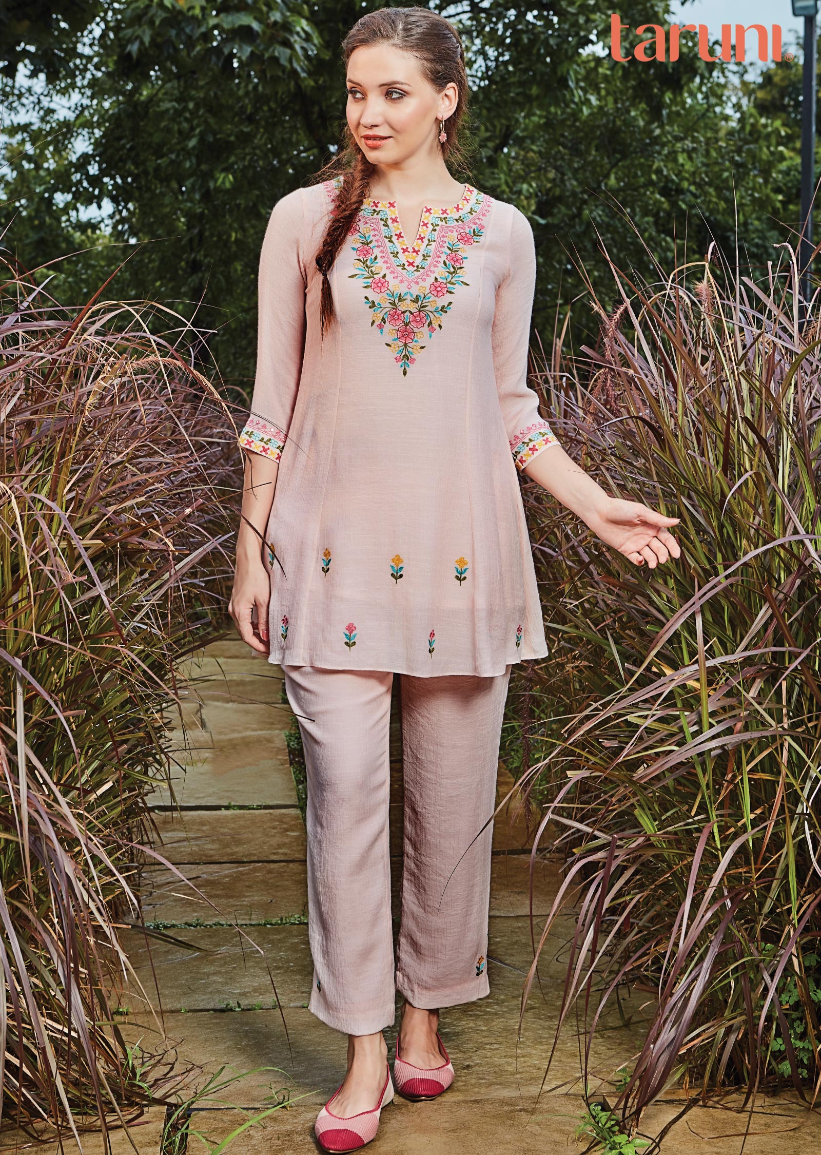 Baby Pink Relaxed Draw String Pant Linen main image 1