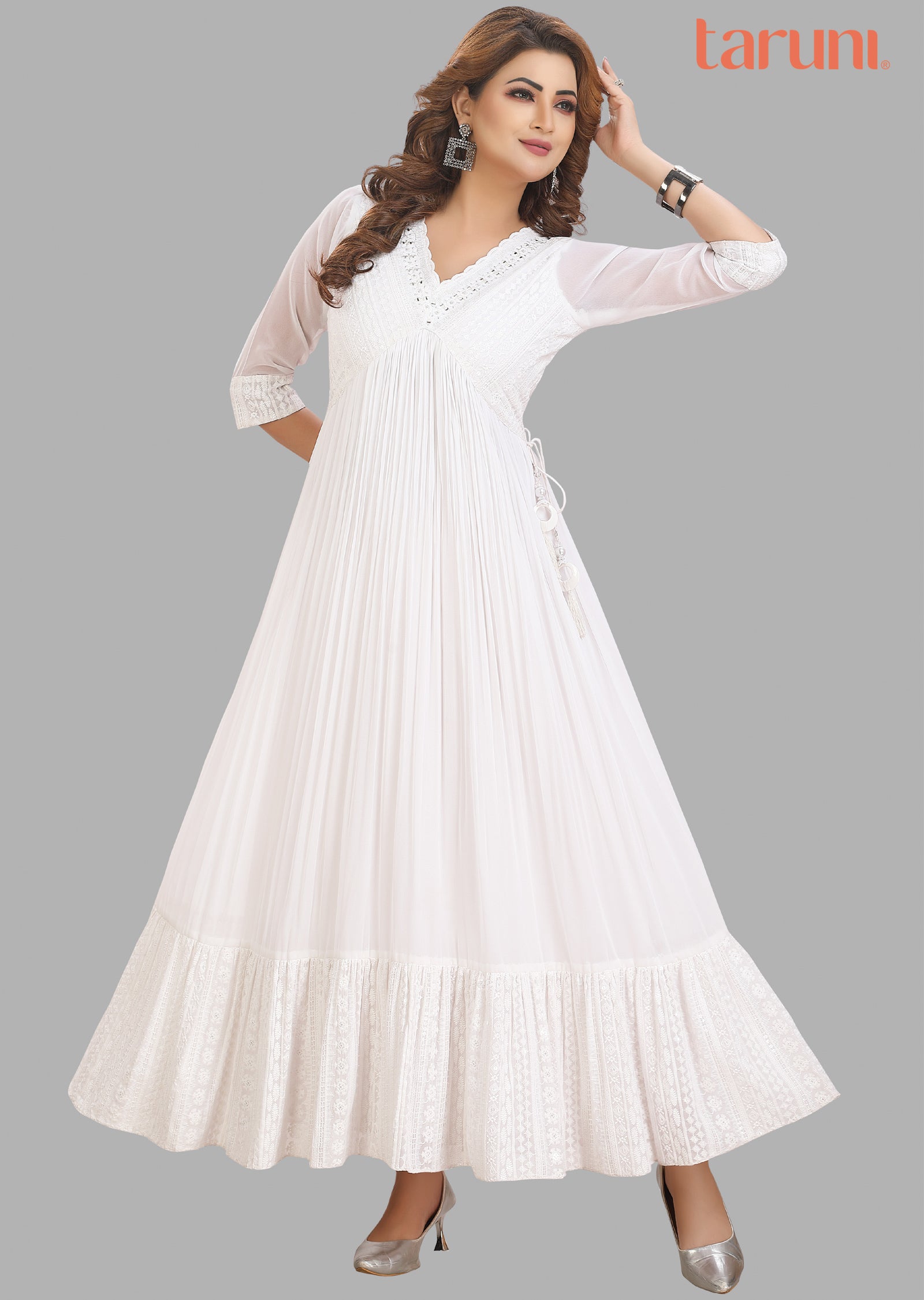 White Georgette Long Dress