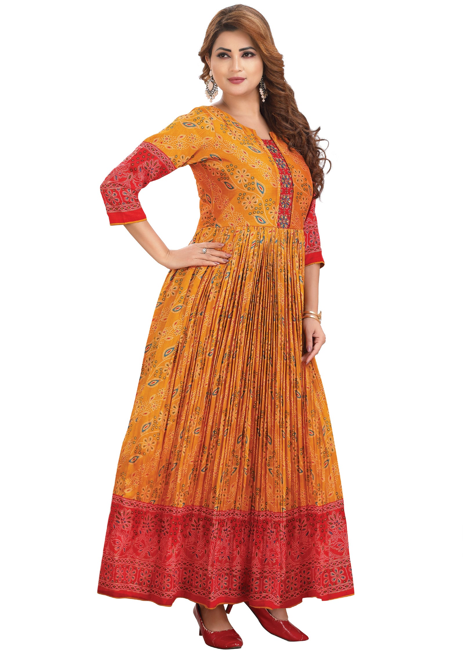 Mustard Silk Kurtis Full Length