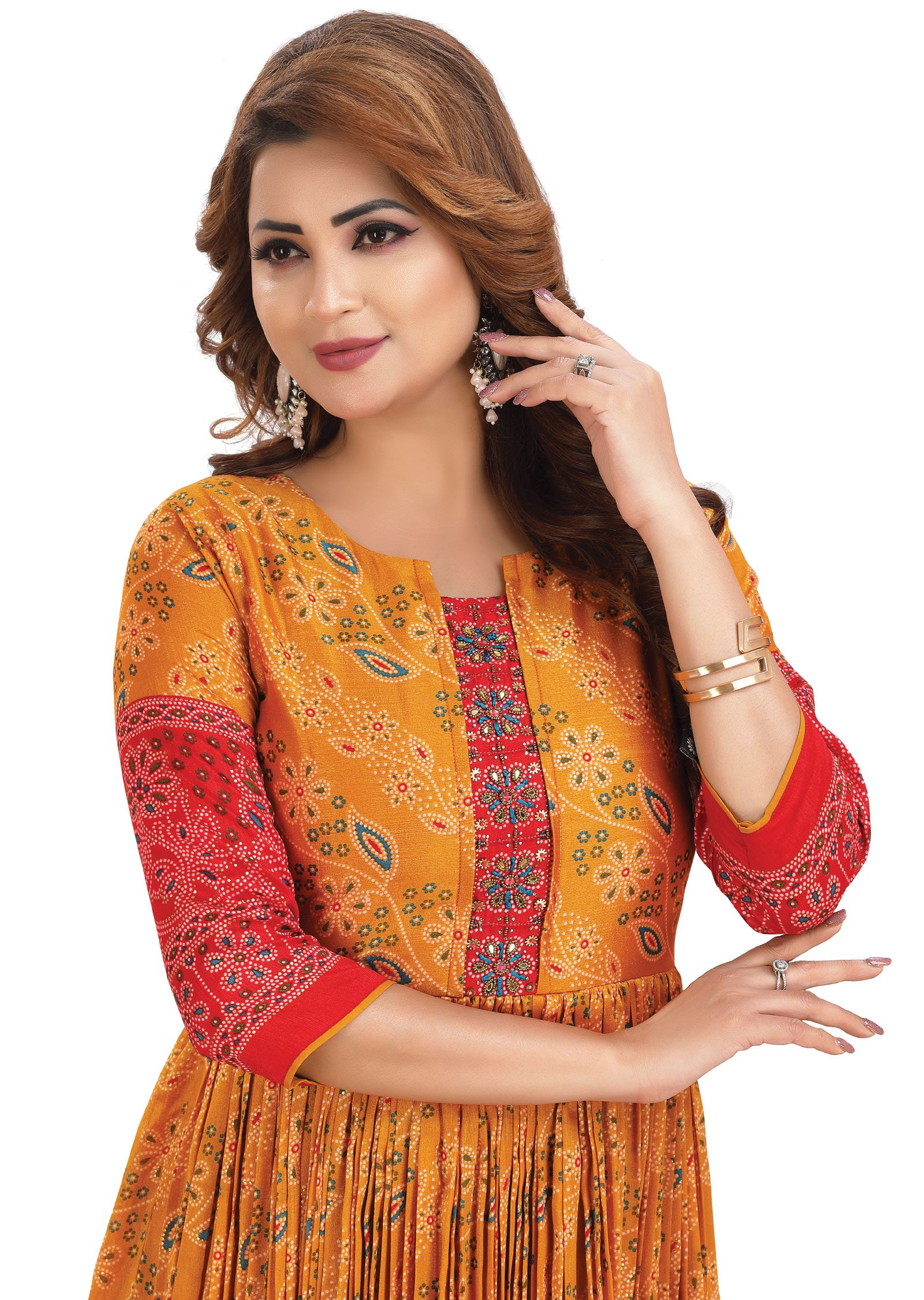Mustard Silk Kurtis Full Length