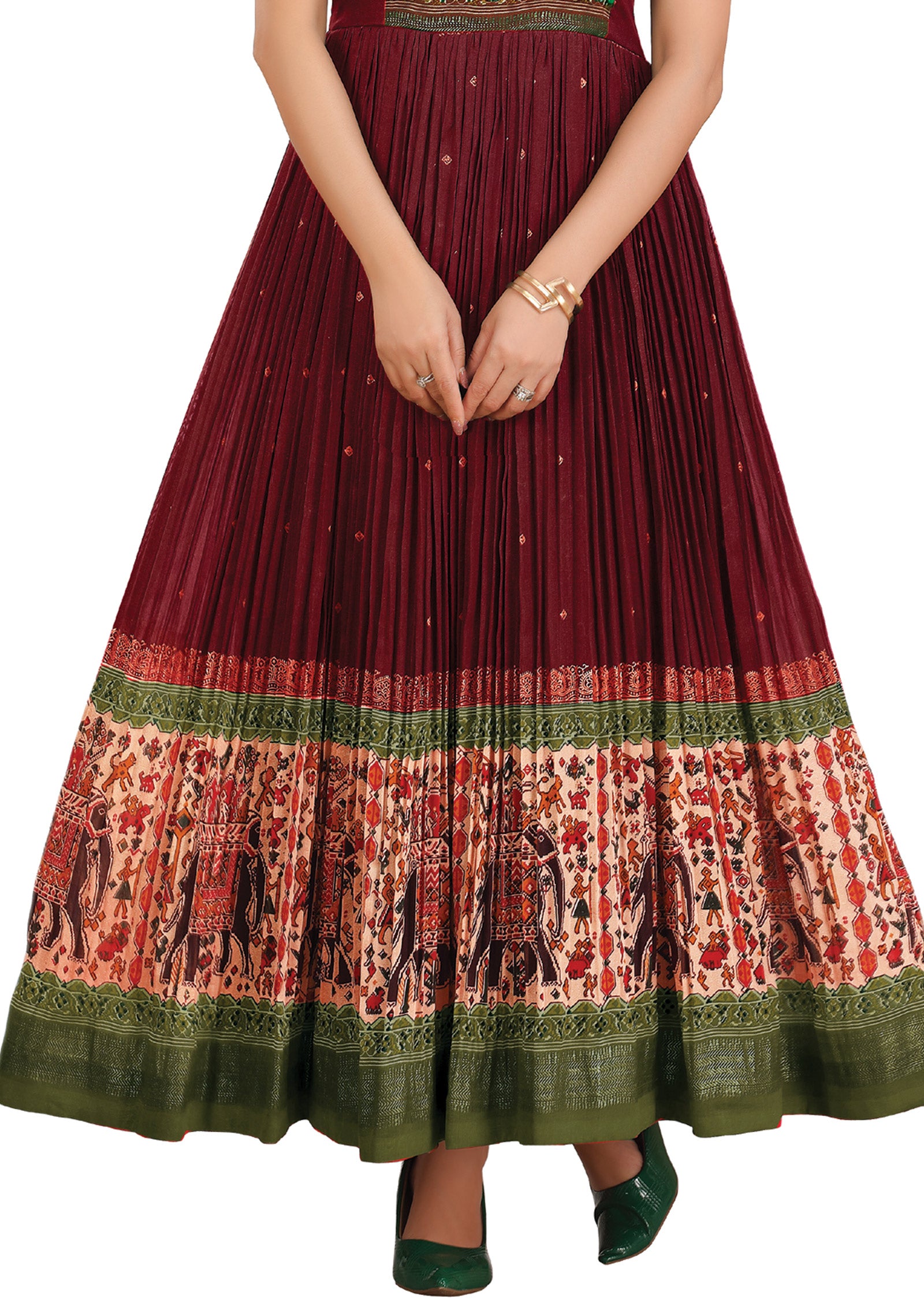 Maroon Silk Kurti Full Length