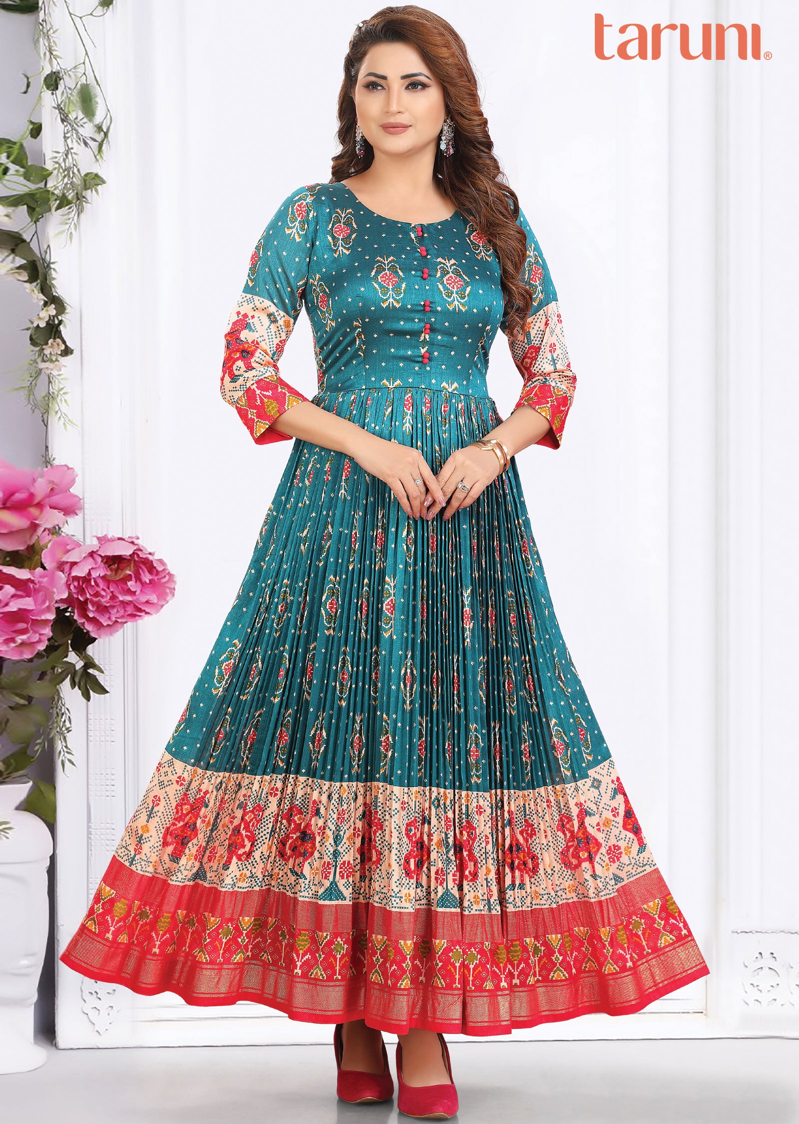 slim fit dress slacks Saree | Space Satin work | Silk Fabric | Peacock Green