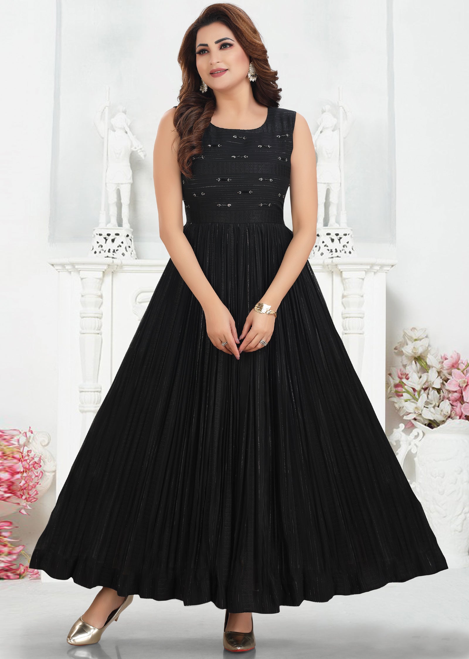 Black Color Georgette Jacket Dress - Rent main image 1