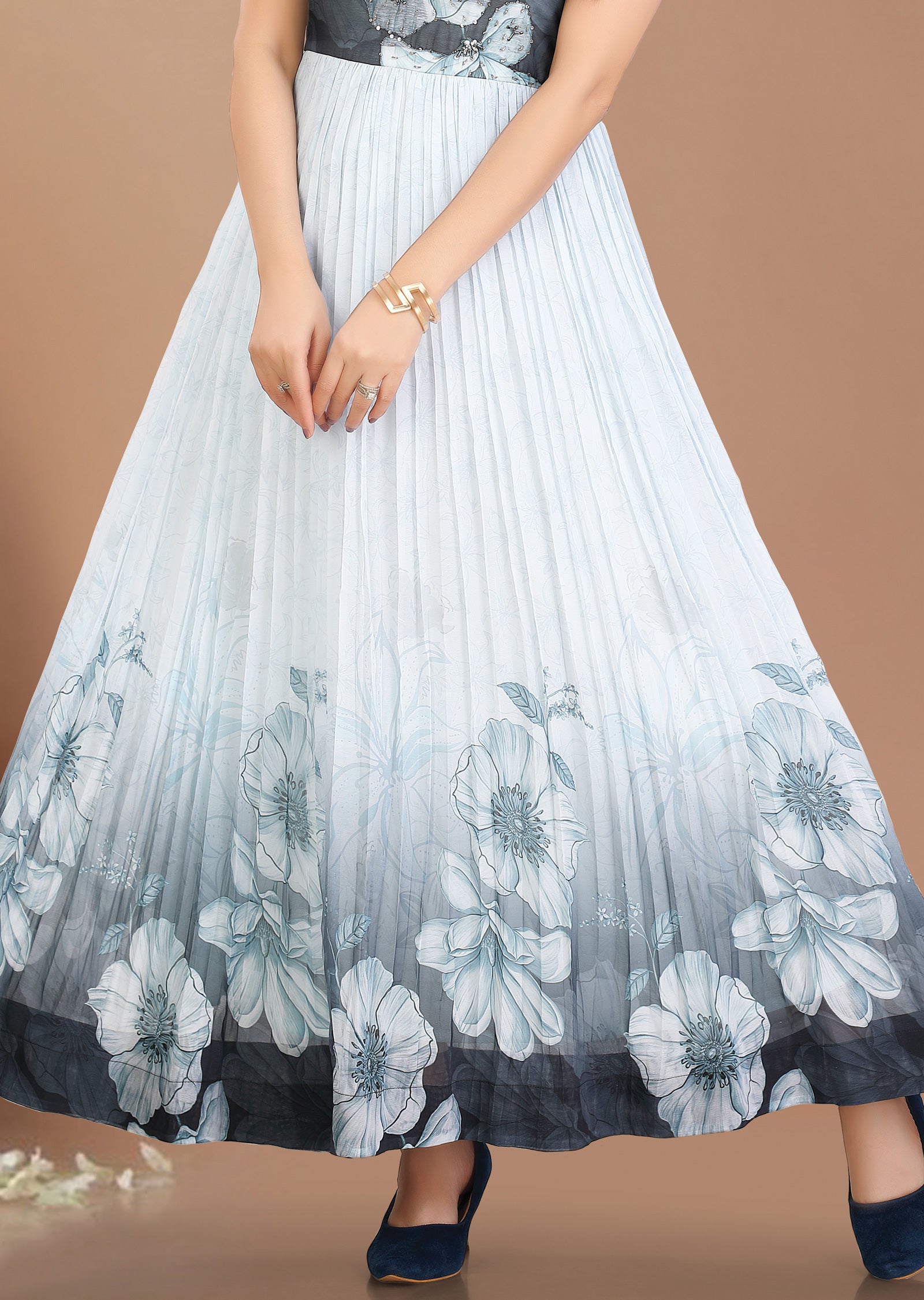 Sky Blue Georgette Kurti Full Length
