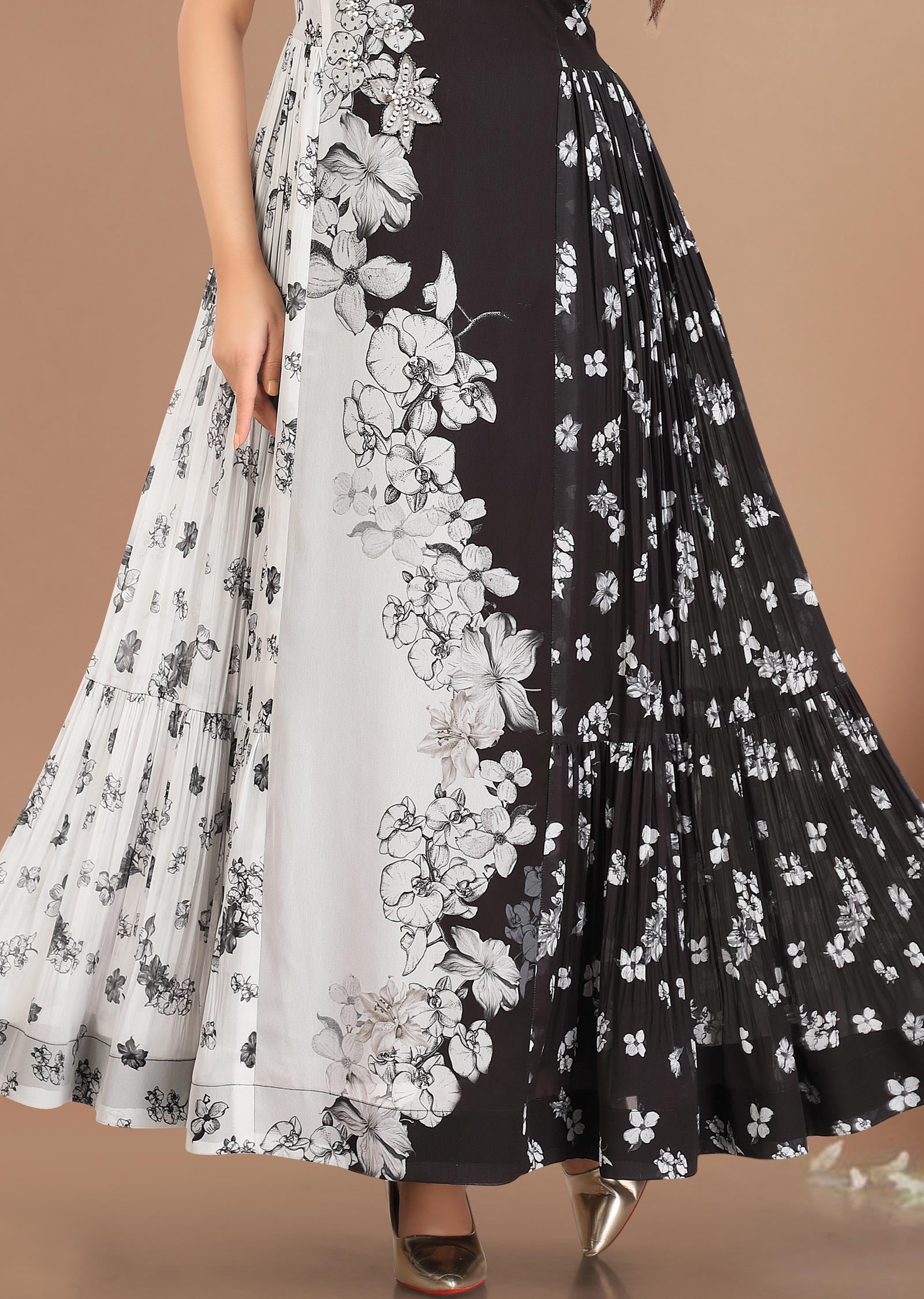 Black & White Georgette Kurtis Full Length