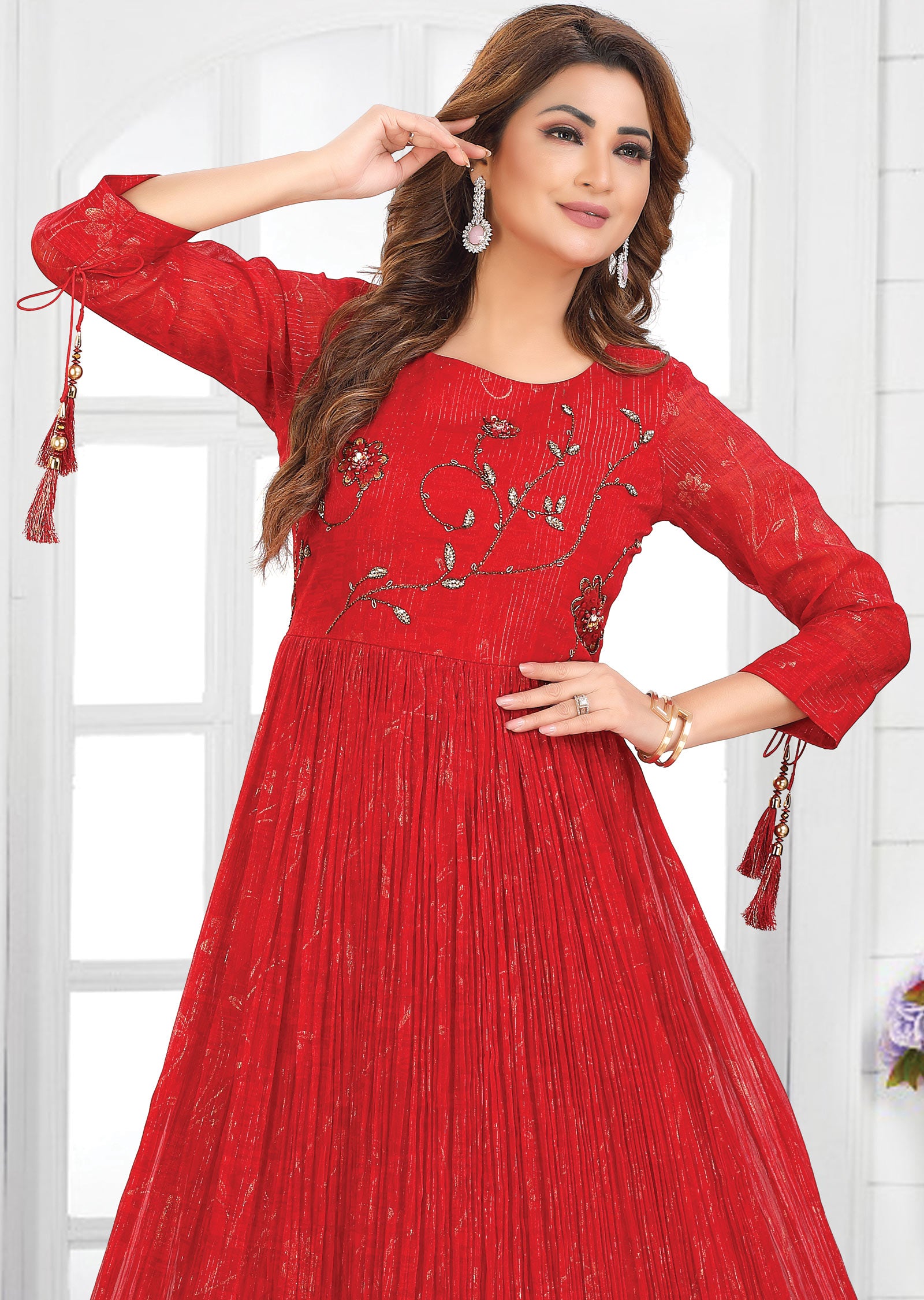 Maroon Georgette Full Length Kurti