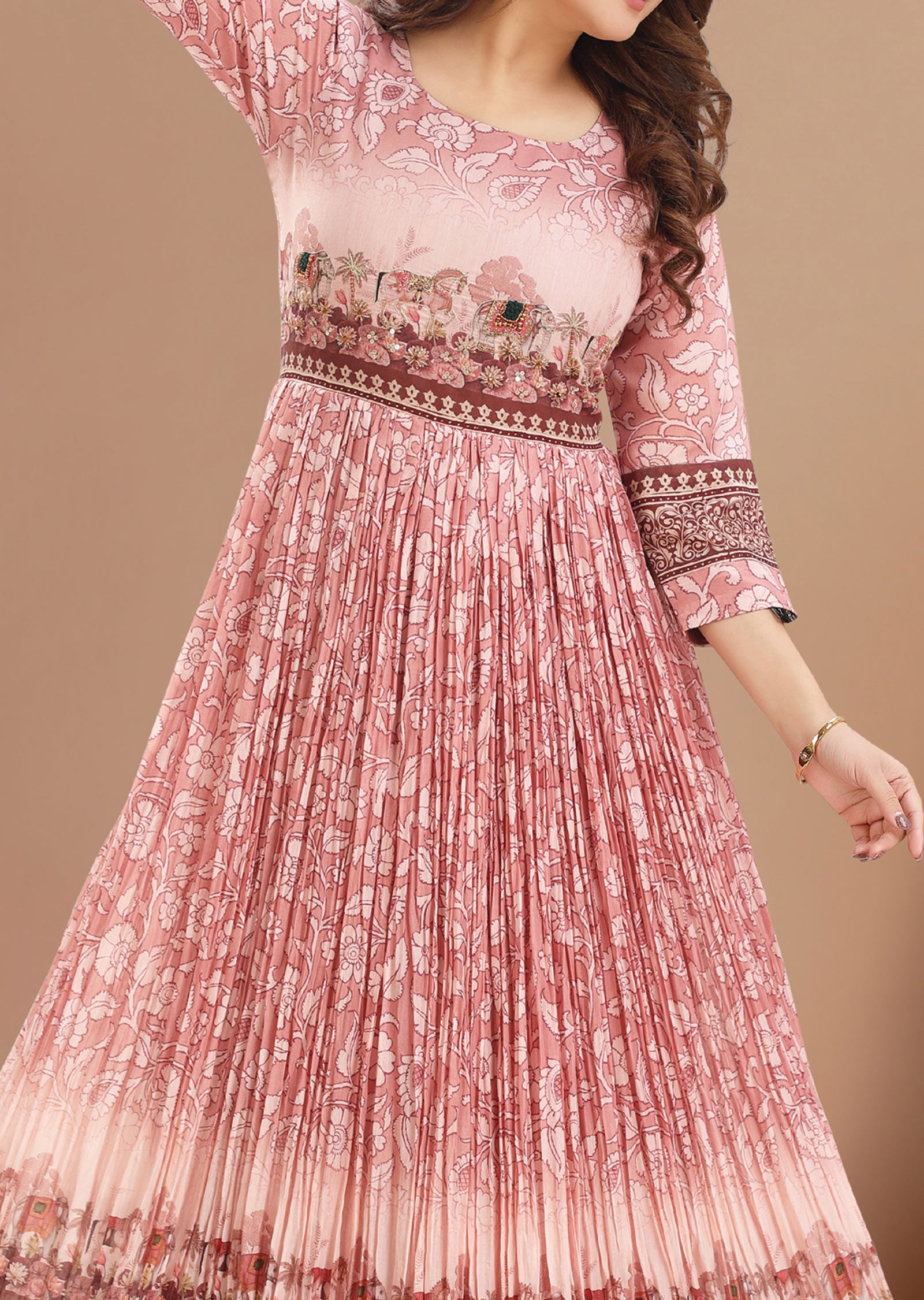 Onion Pink Soft Silk Long Dress