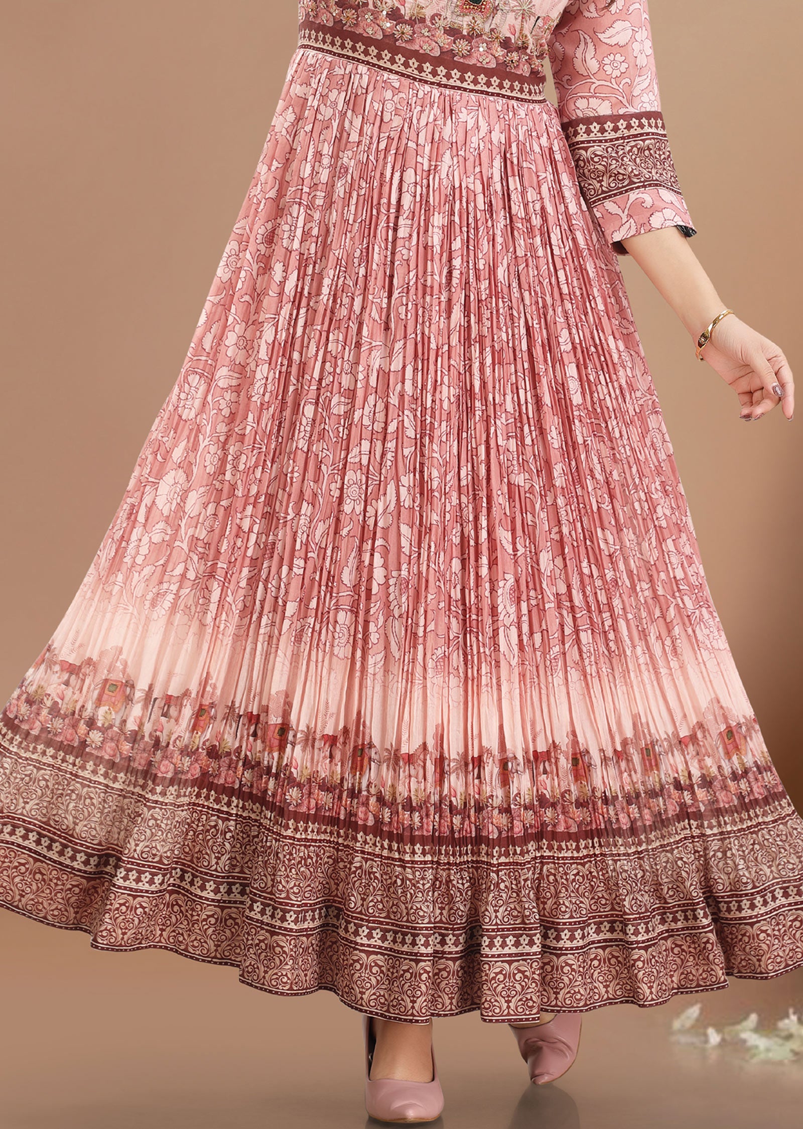 Onion Pink Soft Silk Long Dress