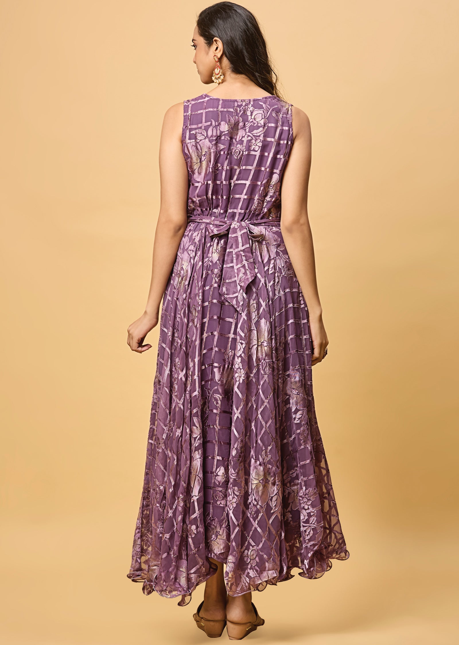 Lavender Brasso Chiffon Long Dress