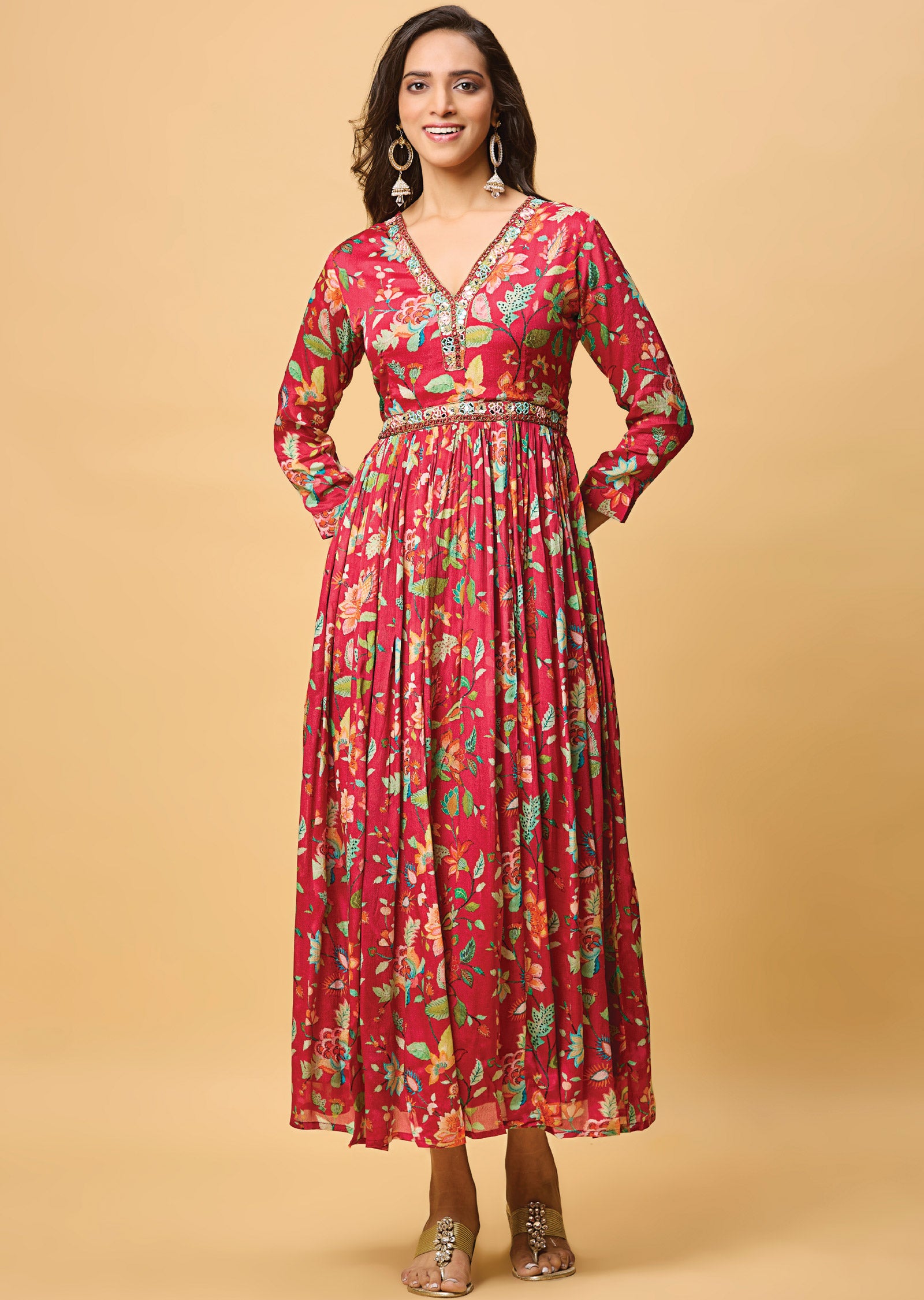Rani Pink Chinnon Full Length Dress